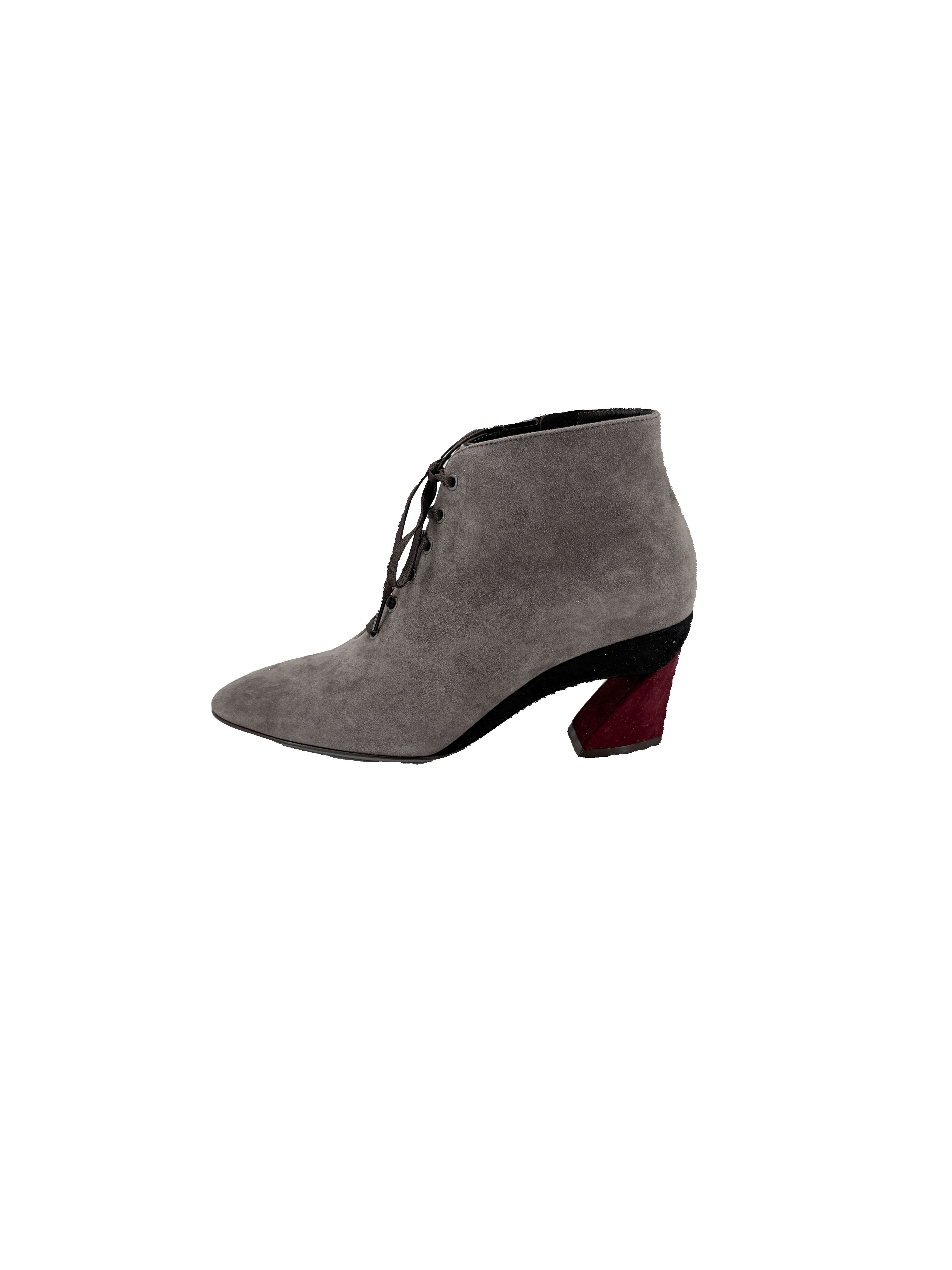 Salvatore Ferragamo tri color suede heeled booties size 6 NEW BOX