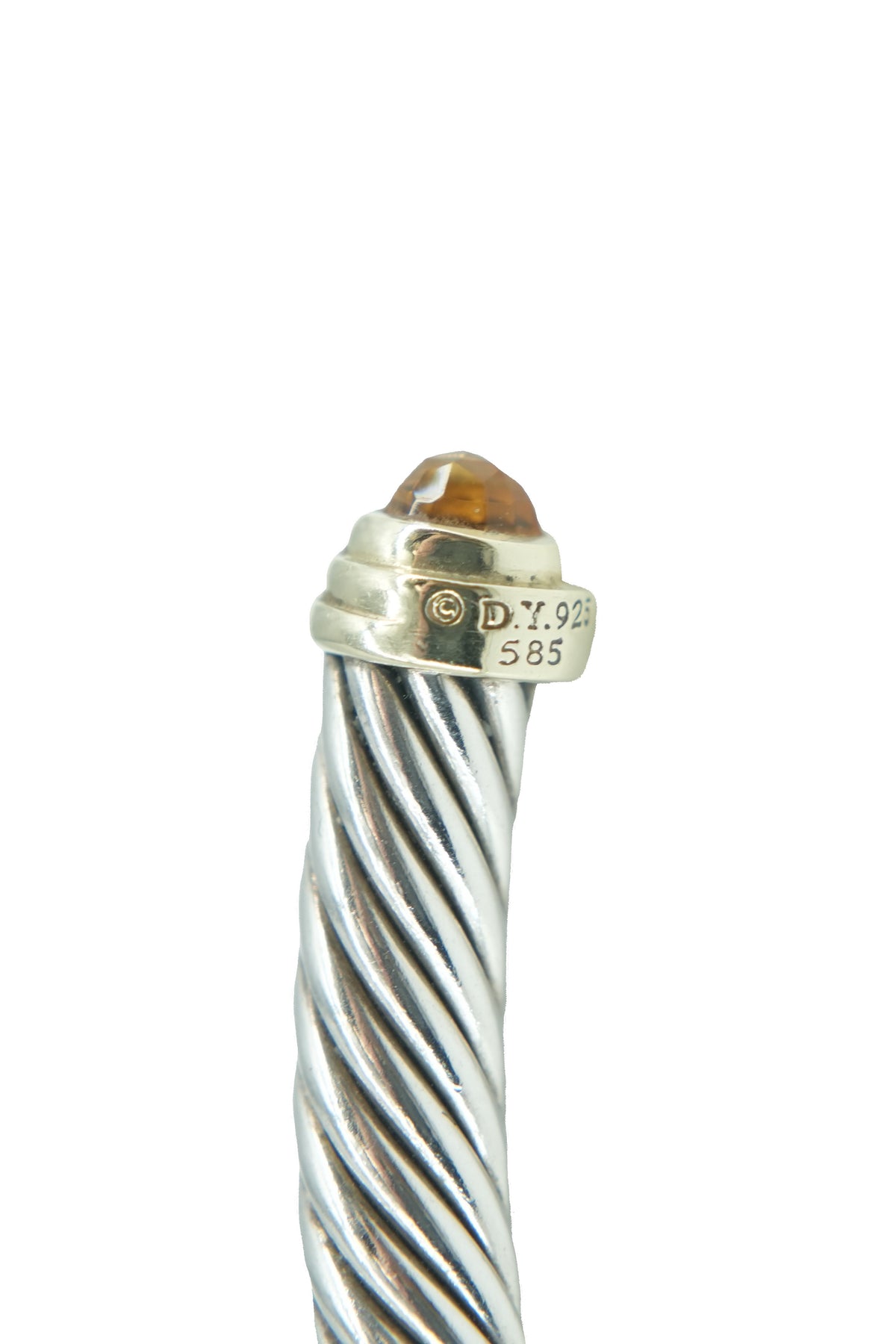 David Yurman sterling silver, yellow gold, citrine 4mm cable classic bangle