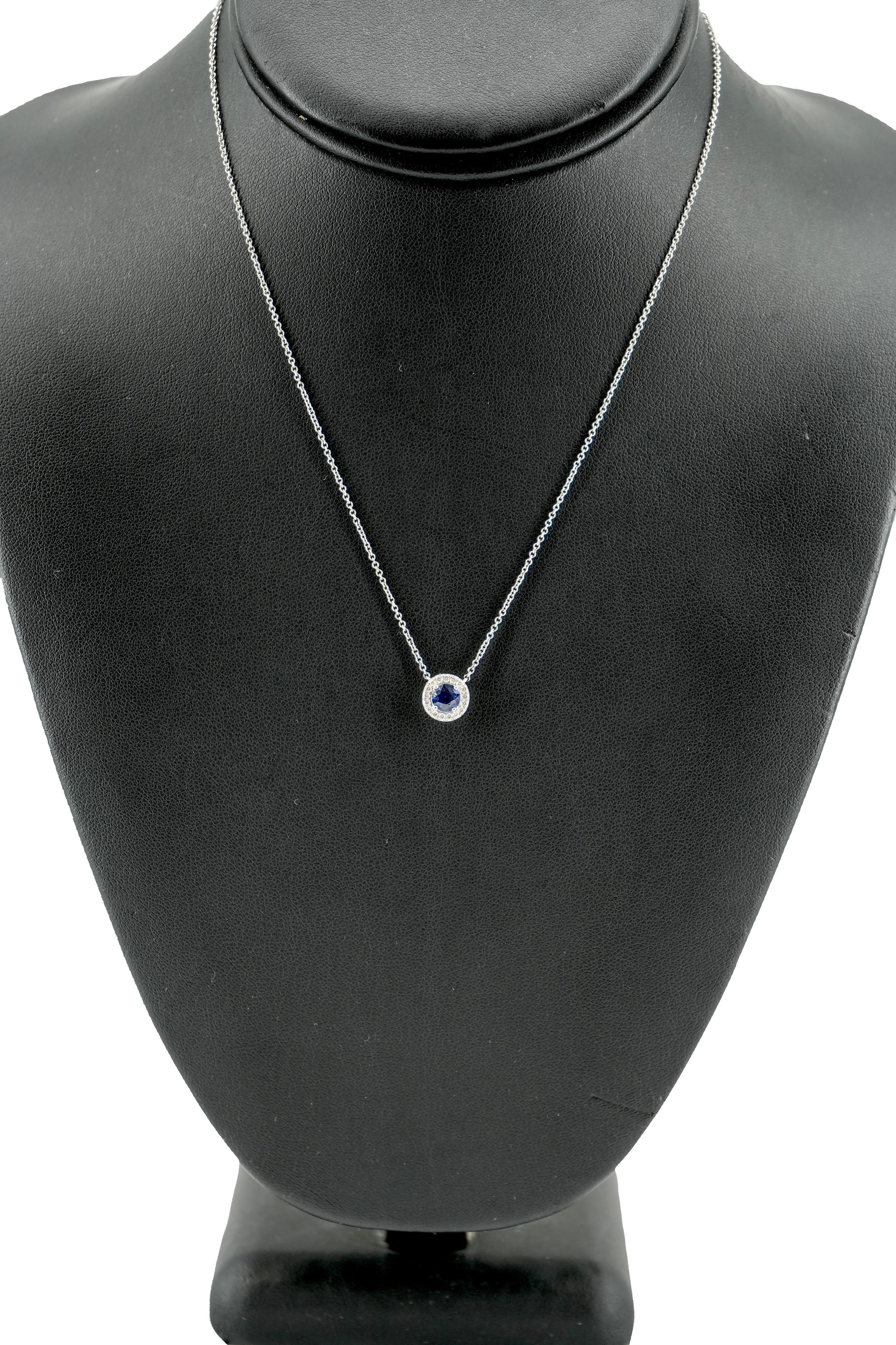 Tiffany & Co Soleste platinum, diamond, and blue sapphire necklace