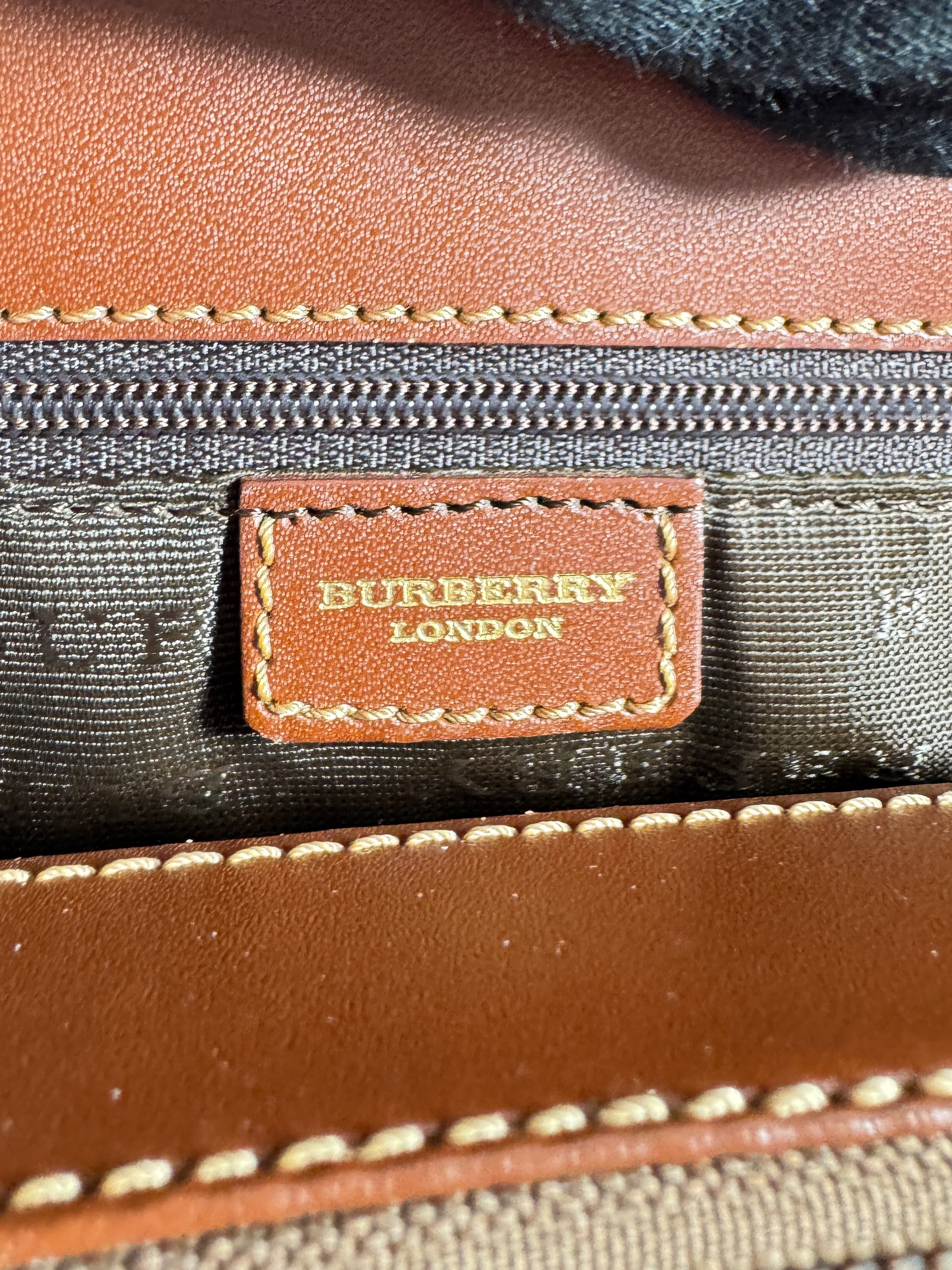 Burberry plaid coated canvas small tote T-0-21