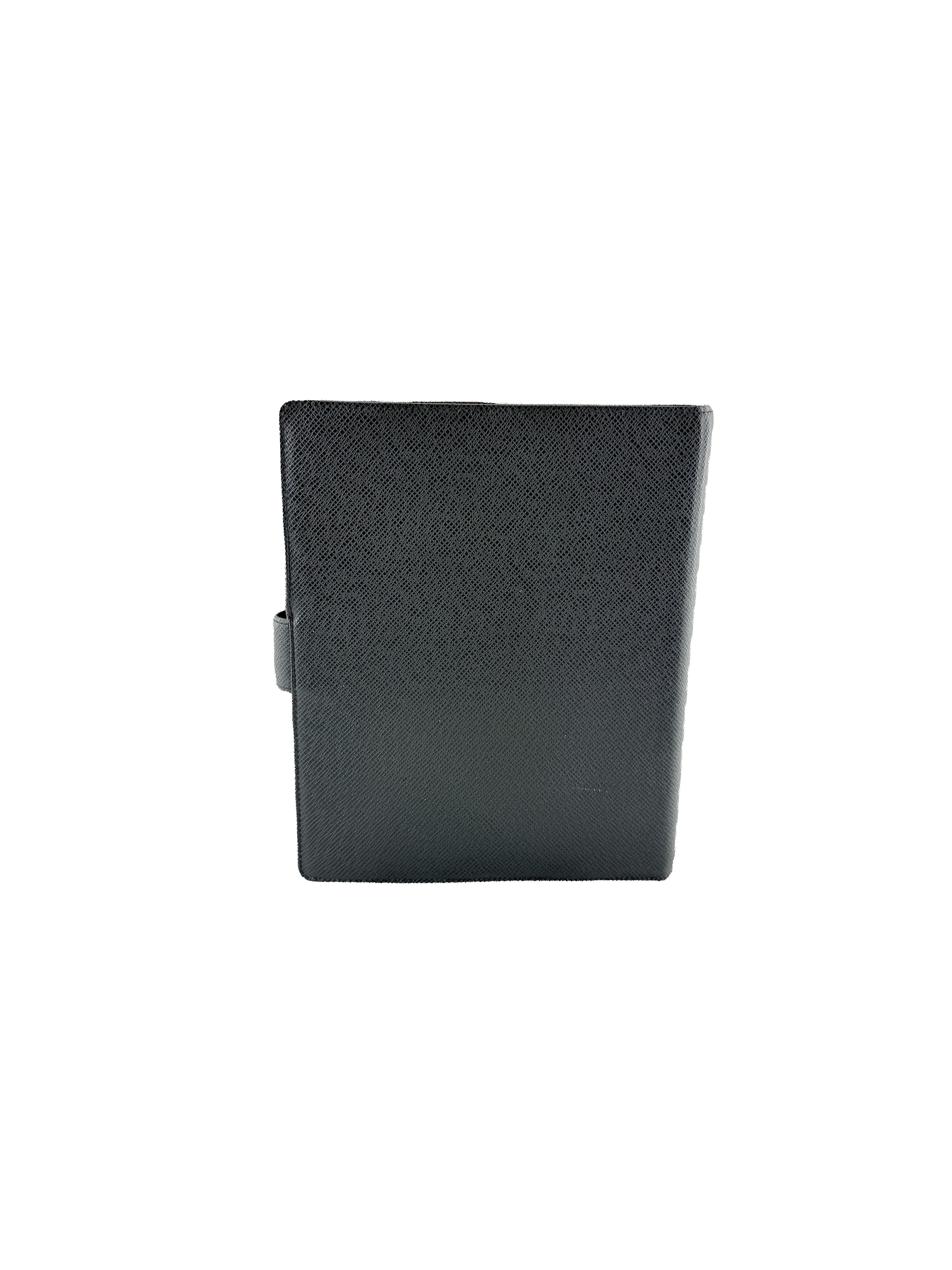 Louis Vuitton black Taiga leather agenda GM