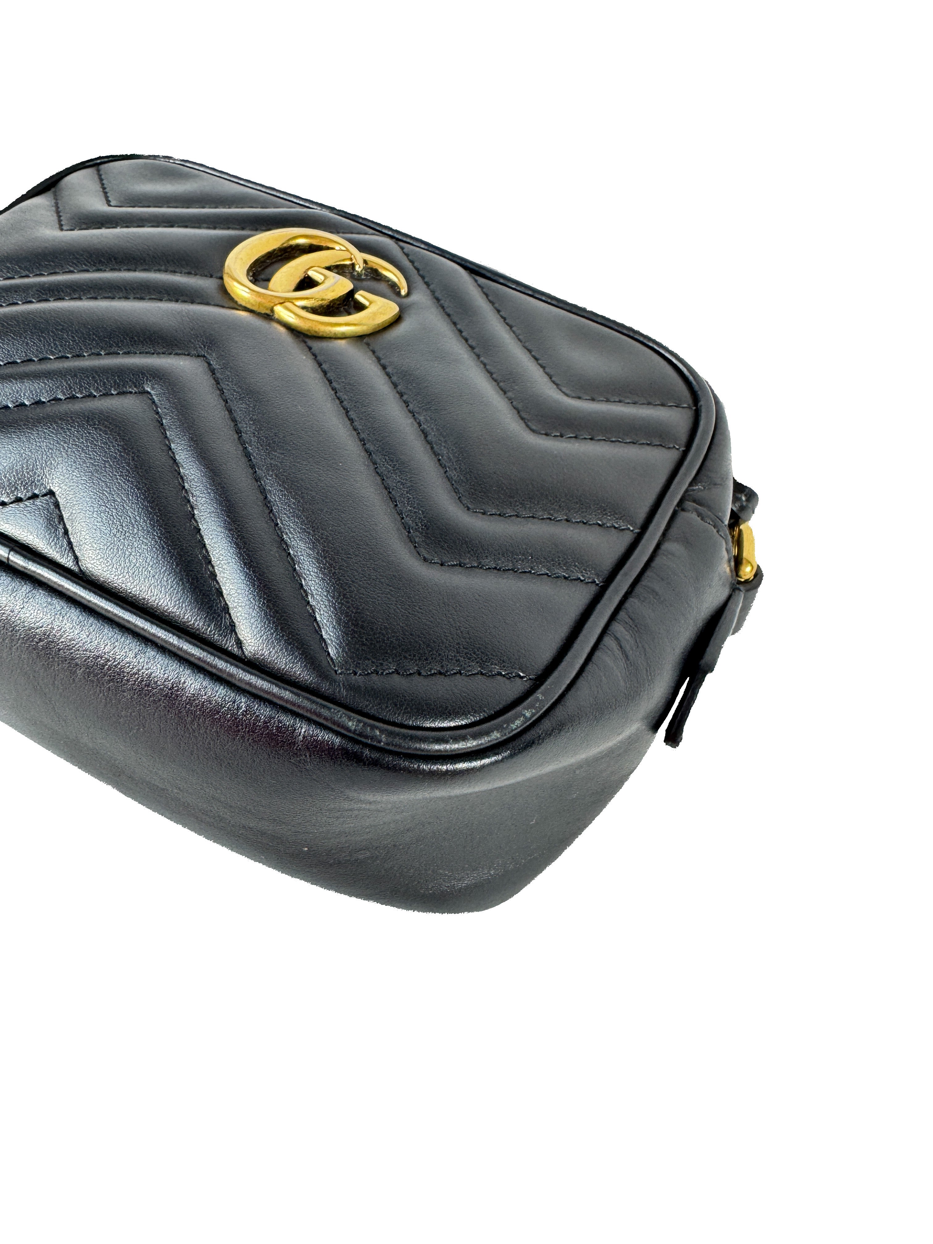 Gucci GG mini Marmont black leather crossbody 0654498879