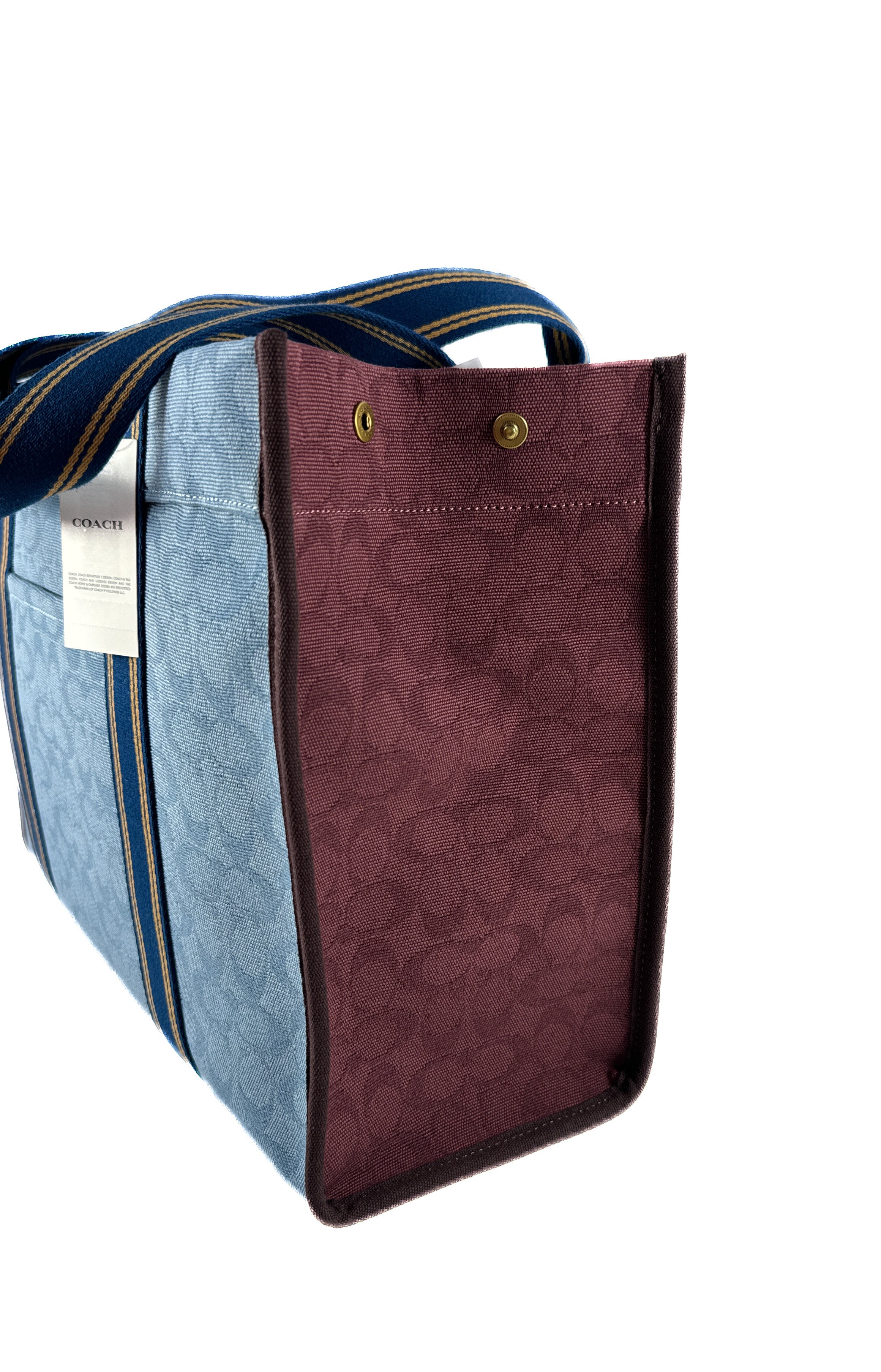 Coach denim blue canvas Spin tote 42 NWT