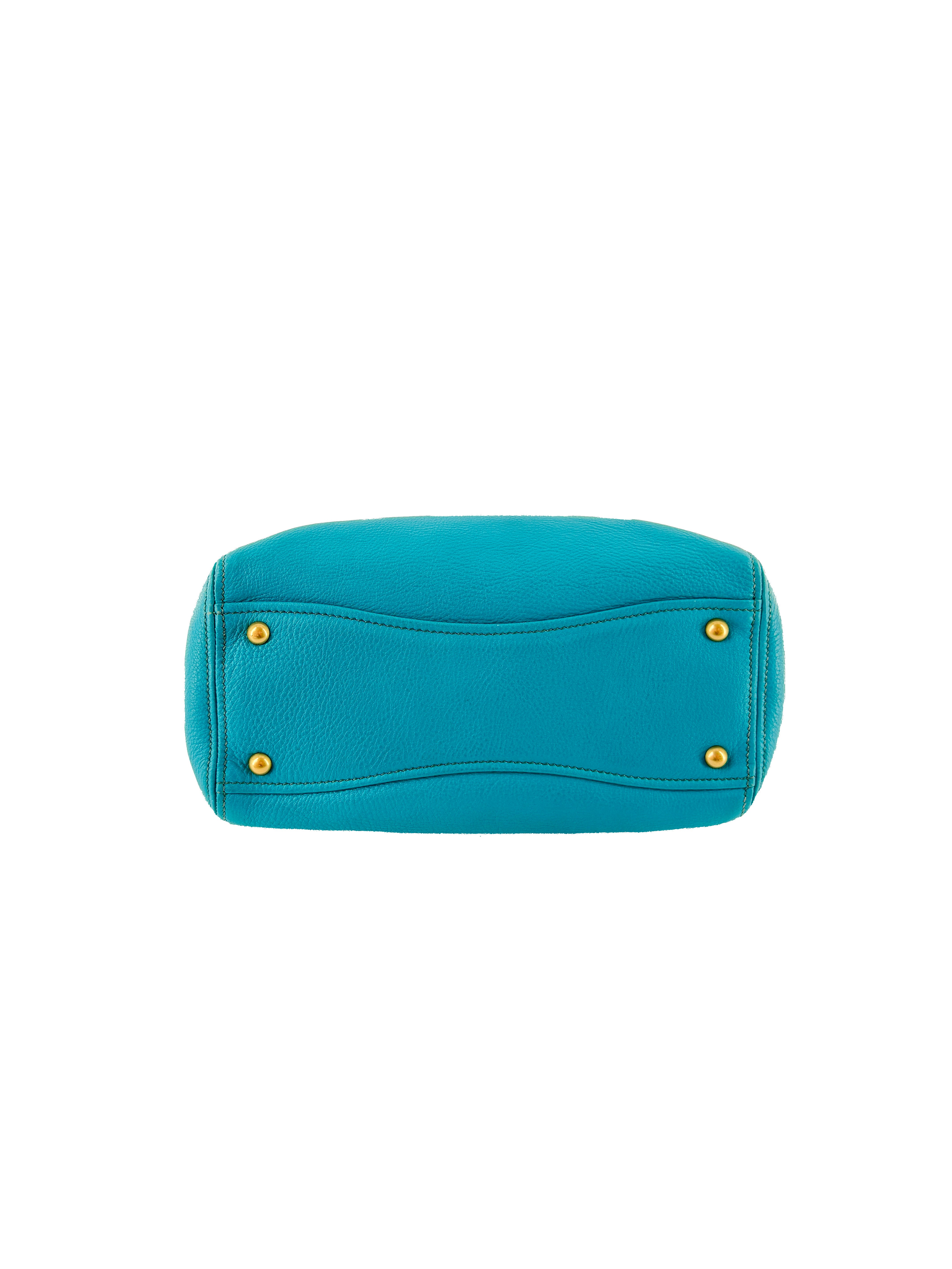 Miu Miu teal blue Caribe leather tote 122