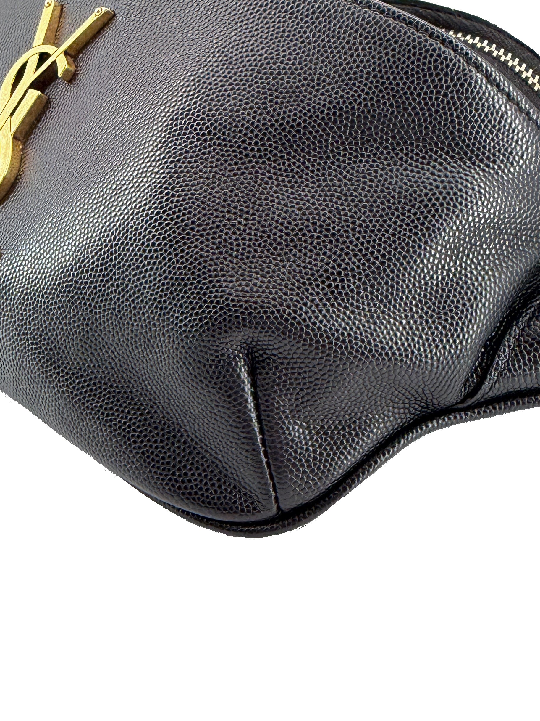 Saint Laurent black Cassandre grain de poudre monogram belt bag FLY509959-0322