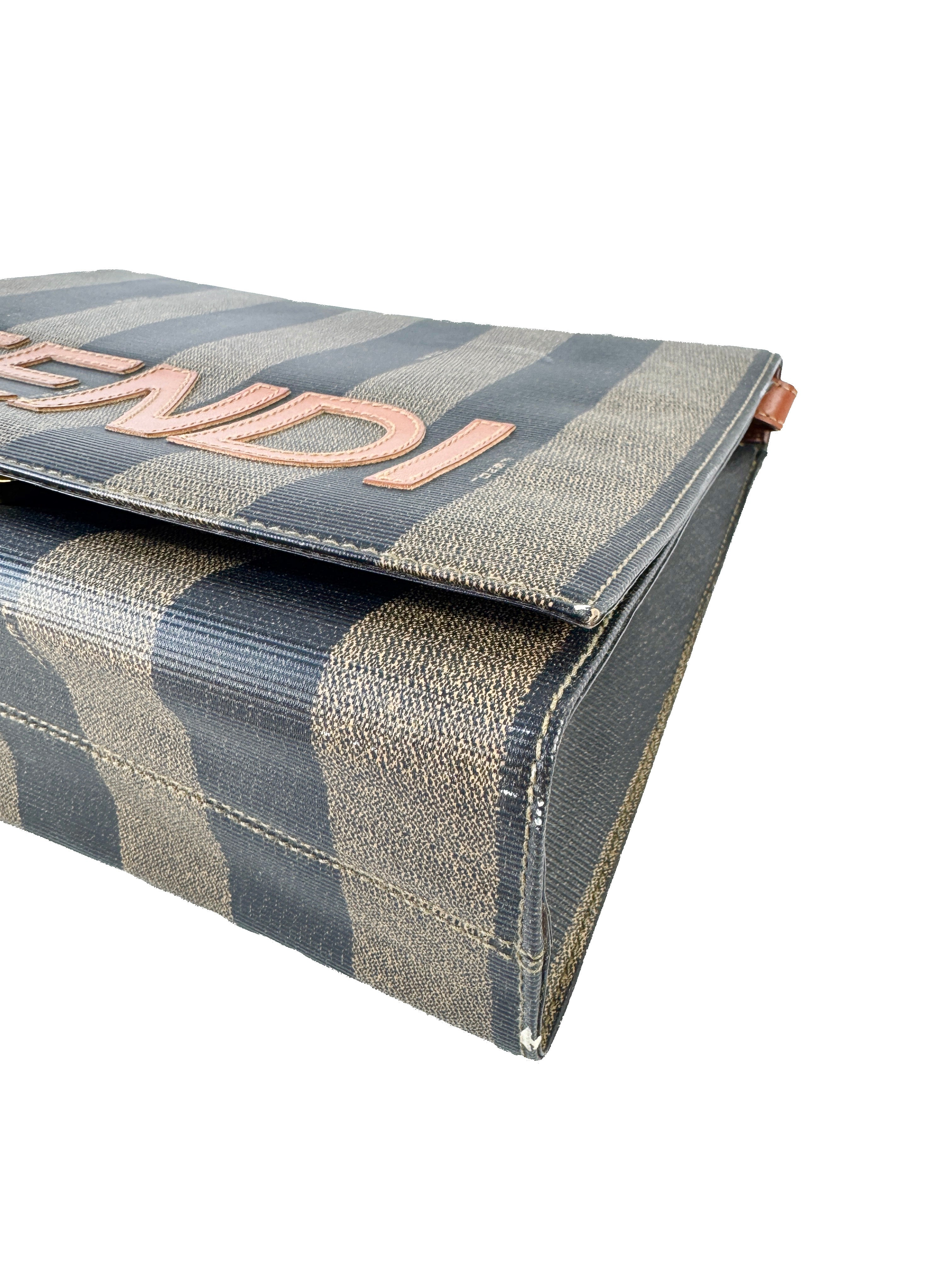 Fendi pequin striped vintage shoulder bag 211 26001068 *as is*