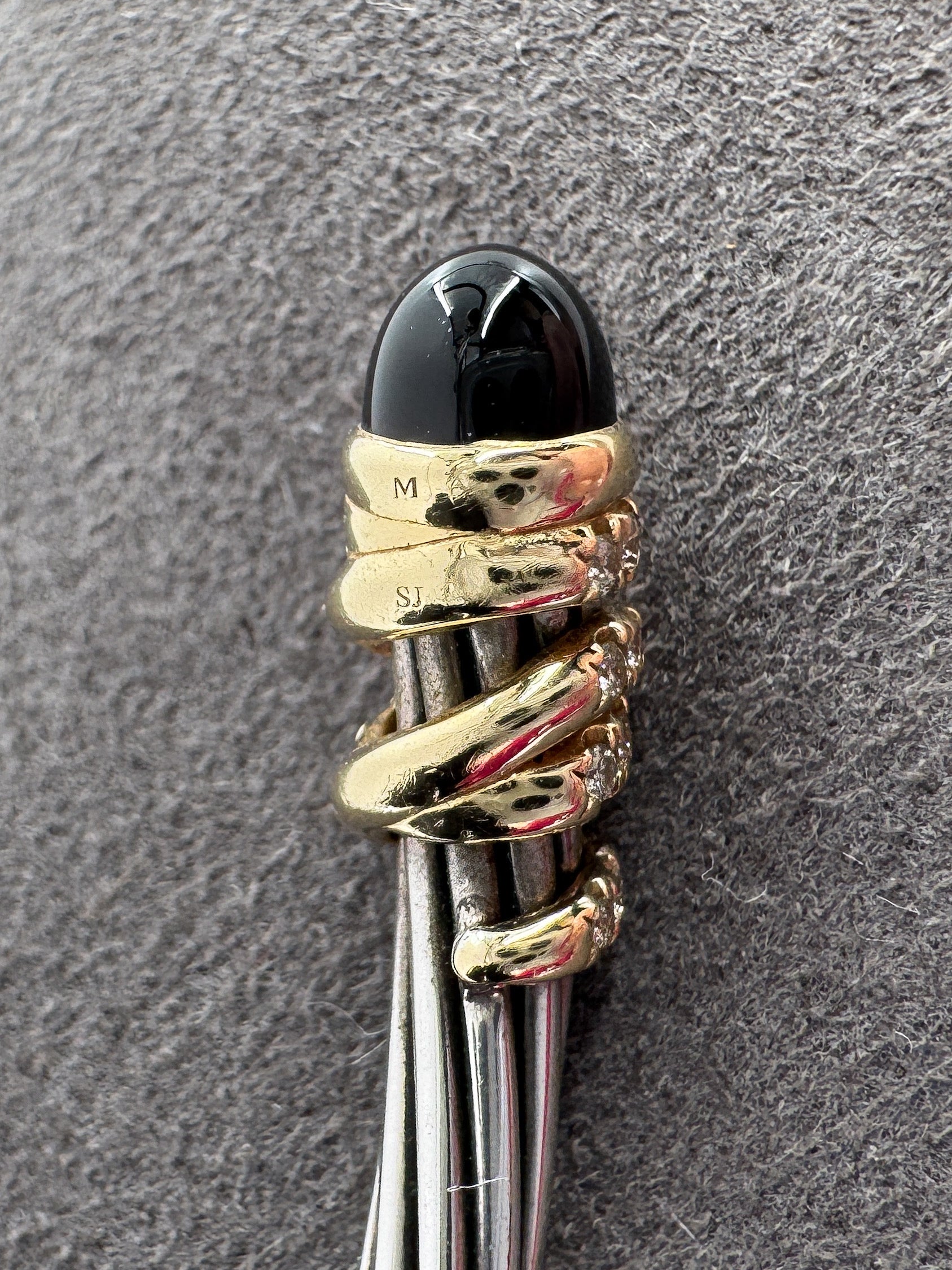 David Yurman Helena end station bracelet with 18k gold, black onyx, and diamonds