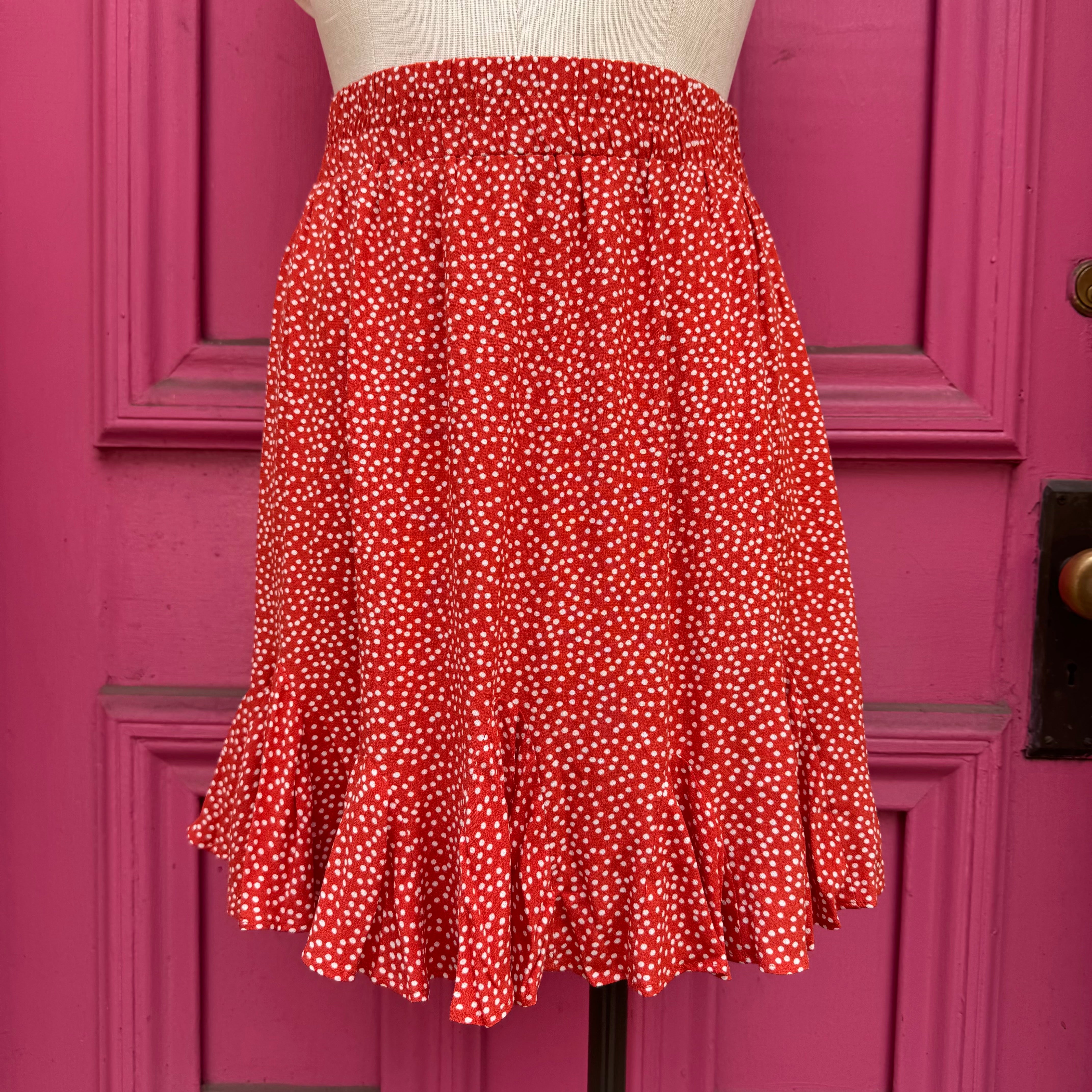 Ann Taylor LOFT orange white polka dot skirt size XL NWT