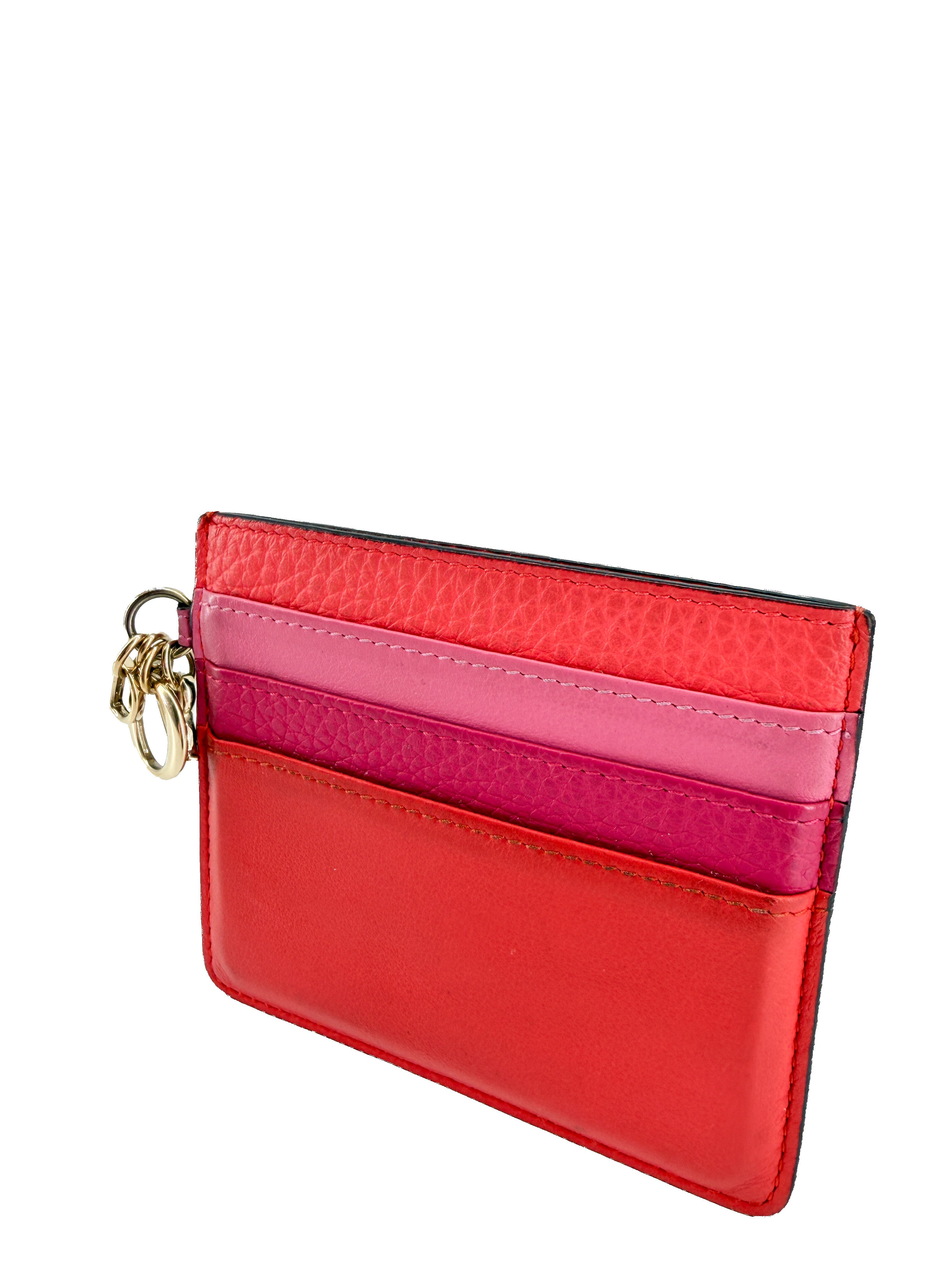Christian Dior Lady Dior pink and orange card holder 26-MA-1114