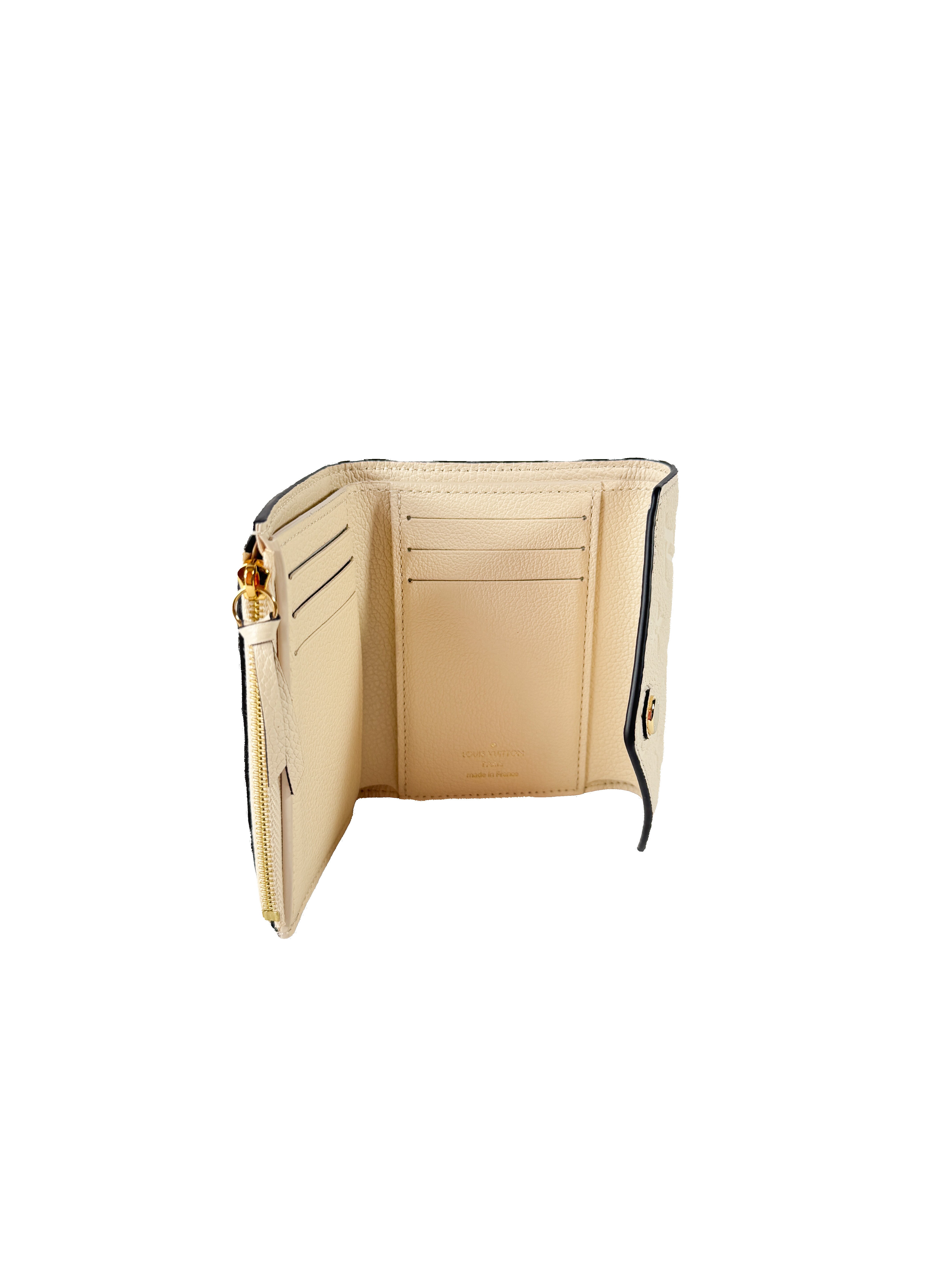 Louis Vuitton cream empreinte leather Giant monogram Victorine wallet (NFC)