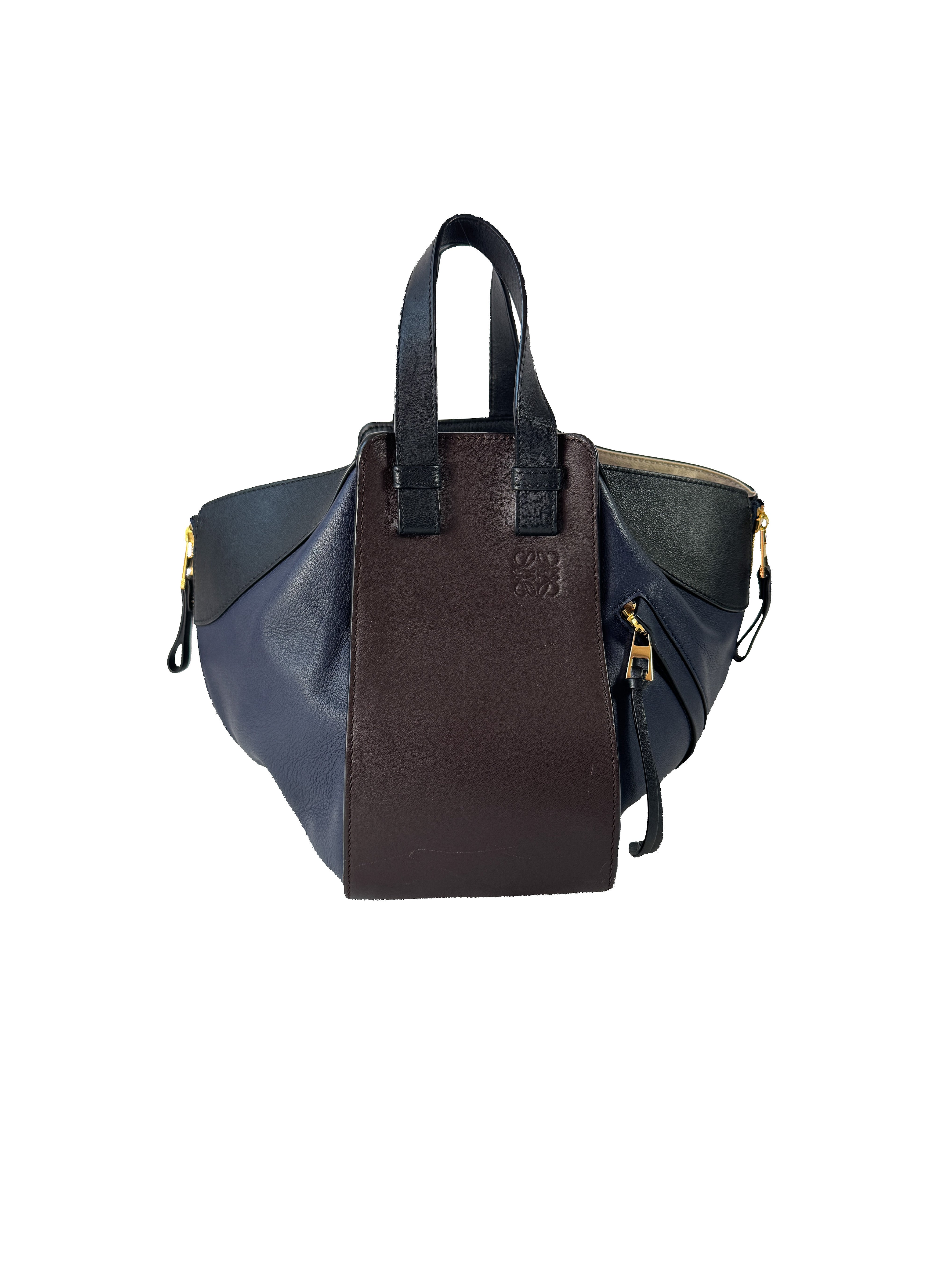 Loewe tri color navy, black, brown leather small Hammock bag 262023