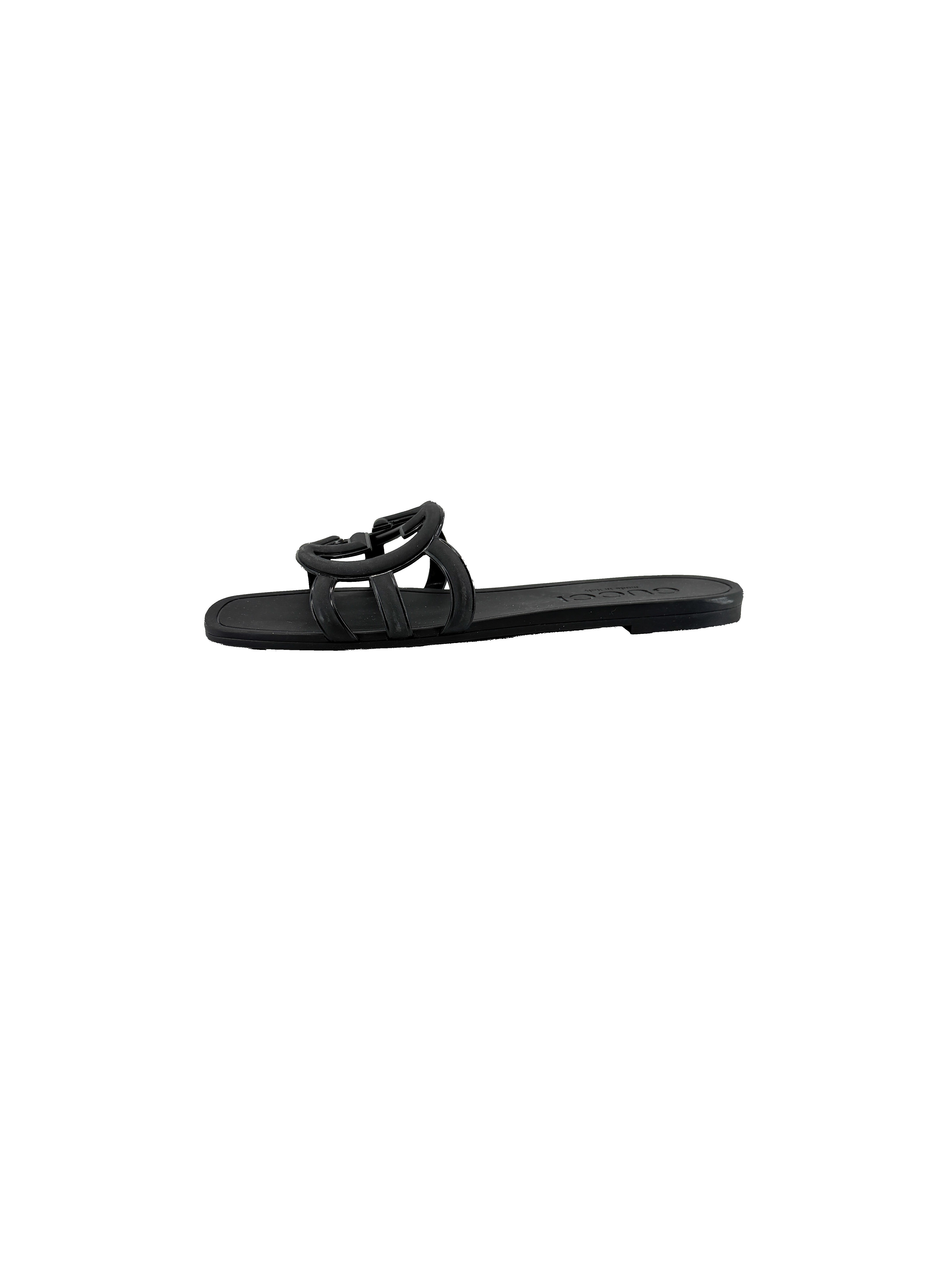 Gucci black rubber GG slides size 40 BOX