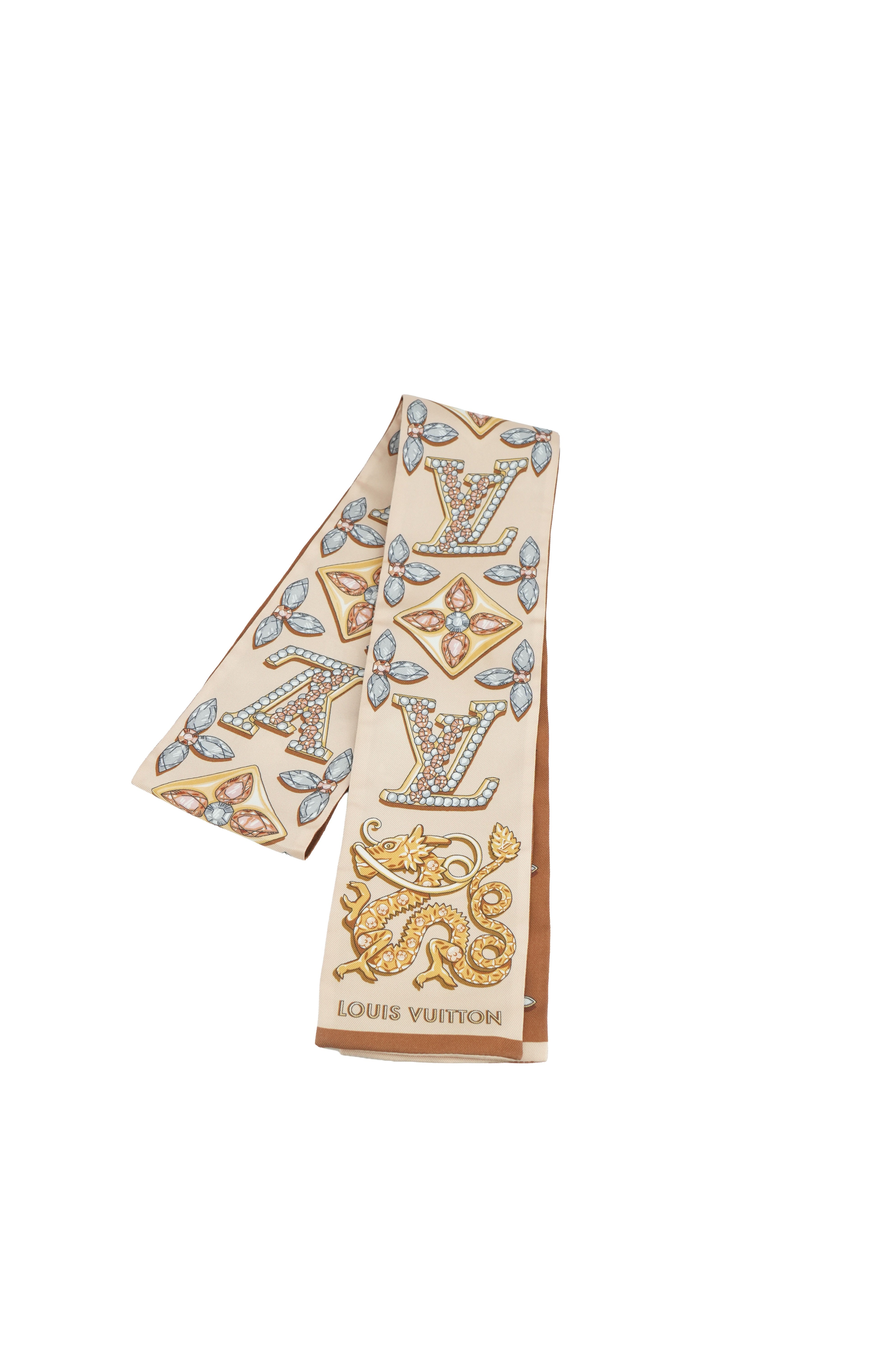 Louis Vuitton beige precious silk dragon bandeau CC4223