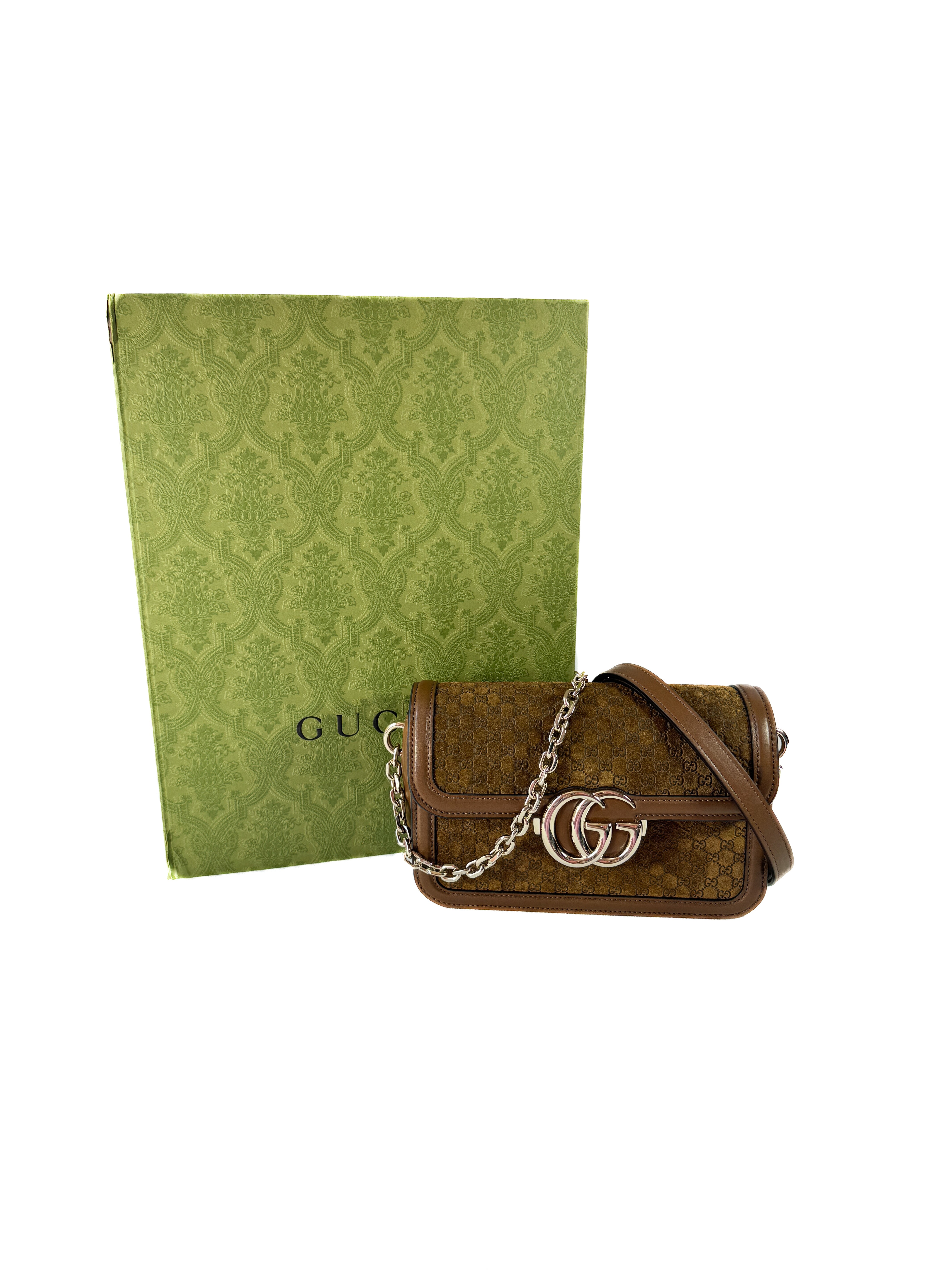 Gucci brown suede GG small Go bag 650815