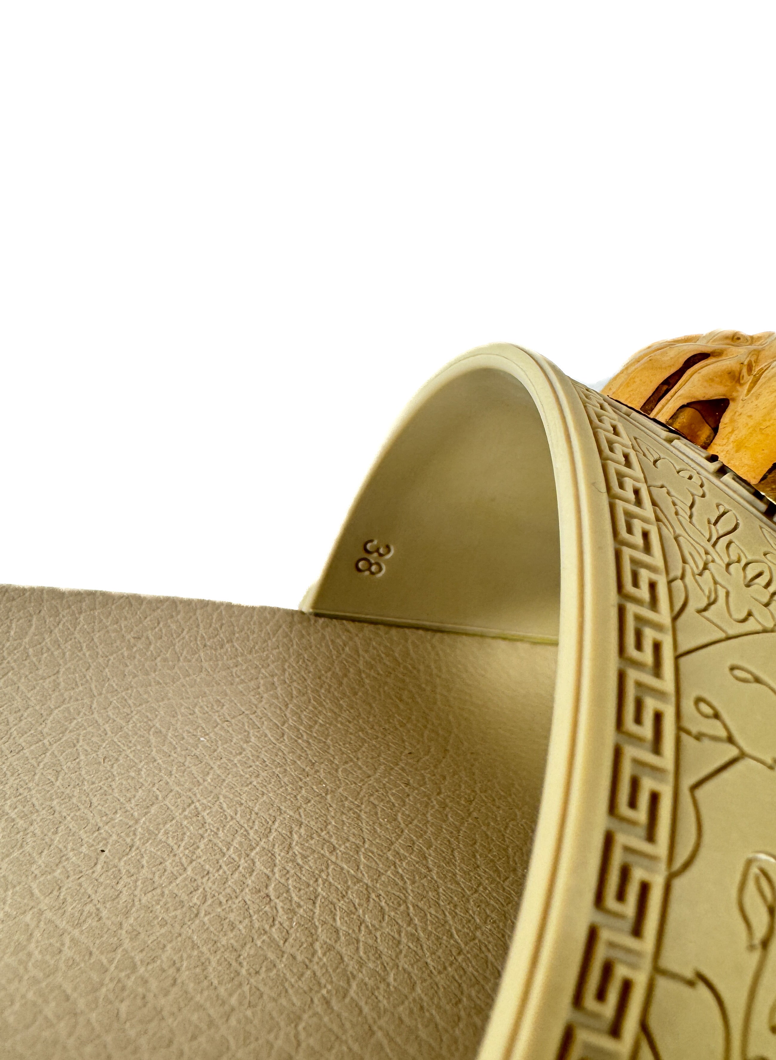 Versace beige Medusa head slides size 38