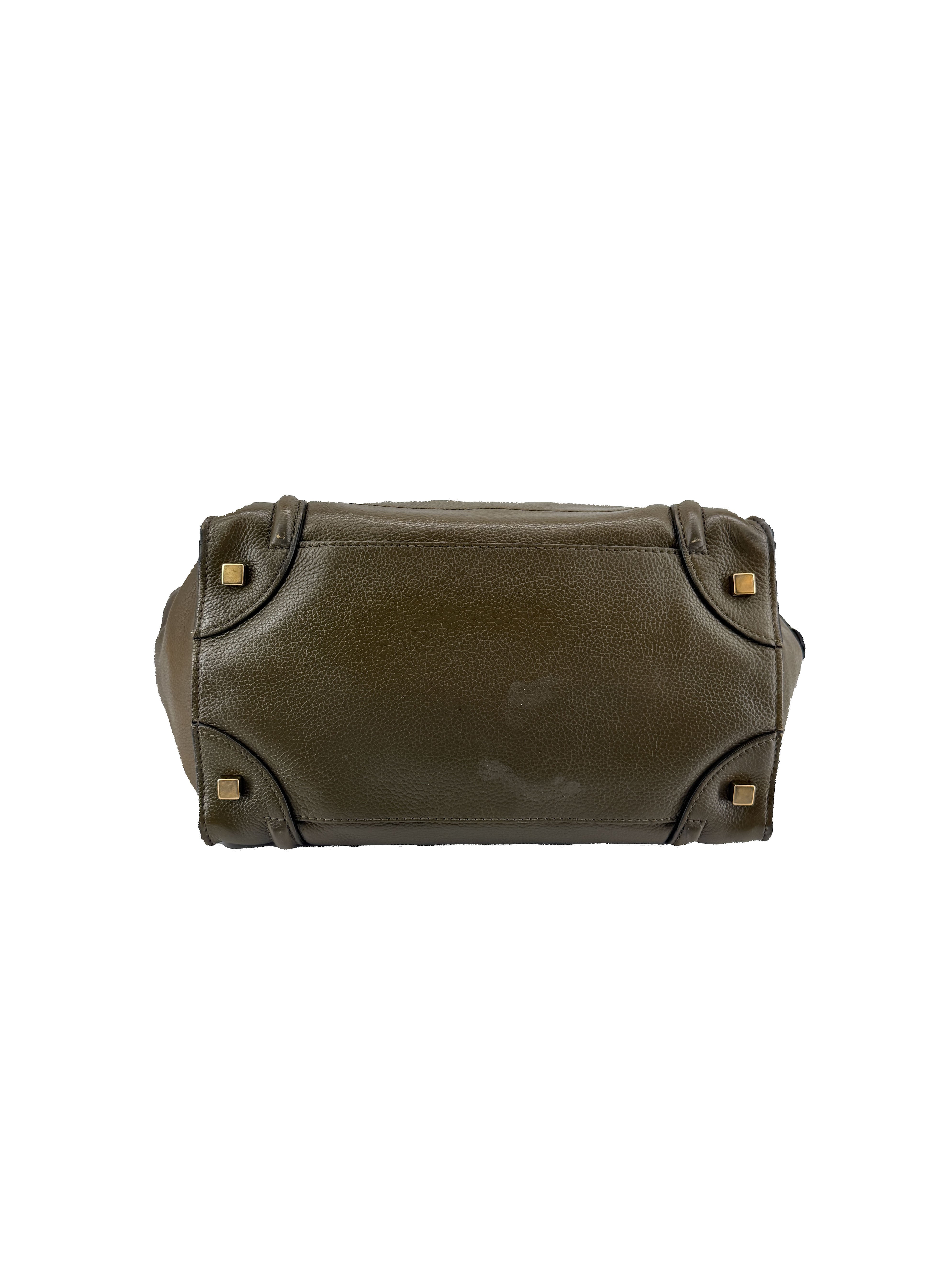 Celine olive leather mini luggage tote S-PA-1121