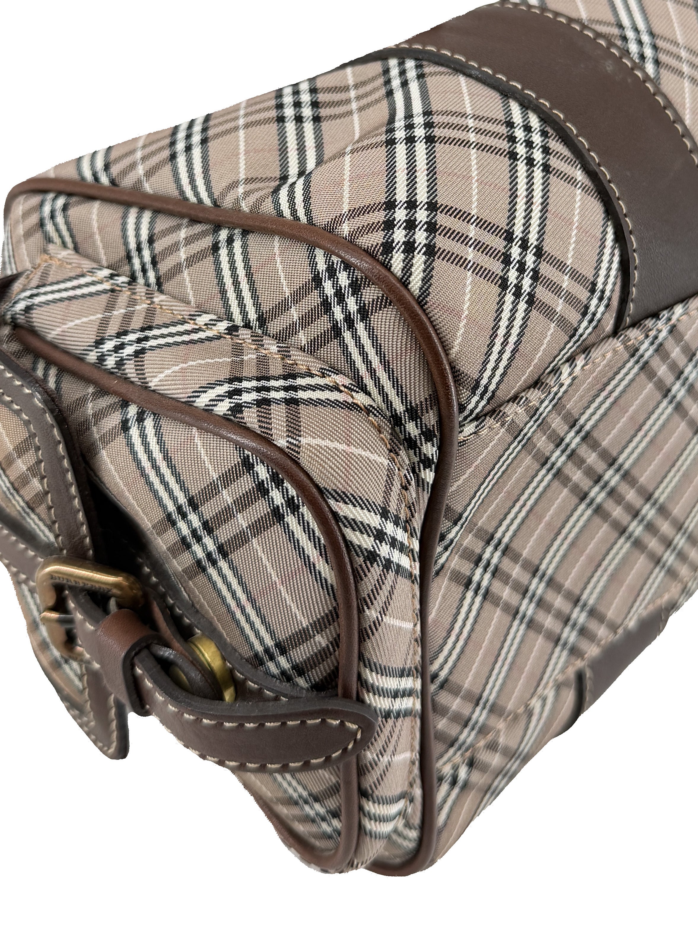 Burberry Blue Label brown plaid boston bag