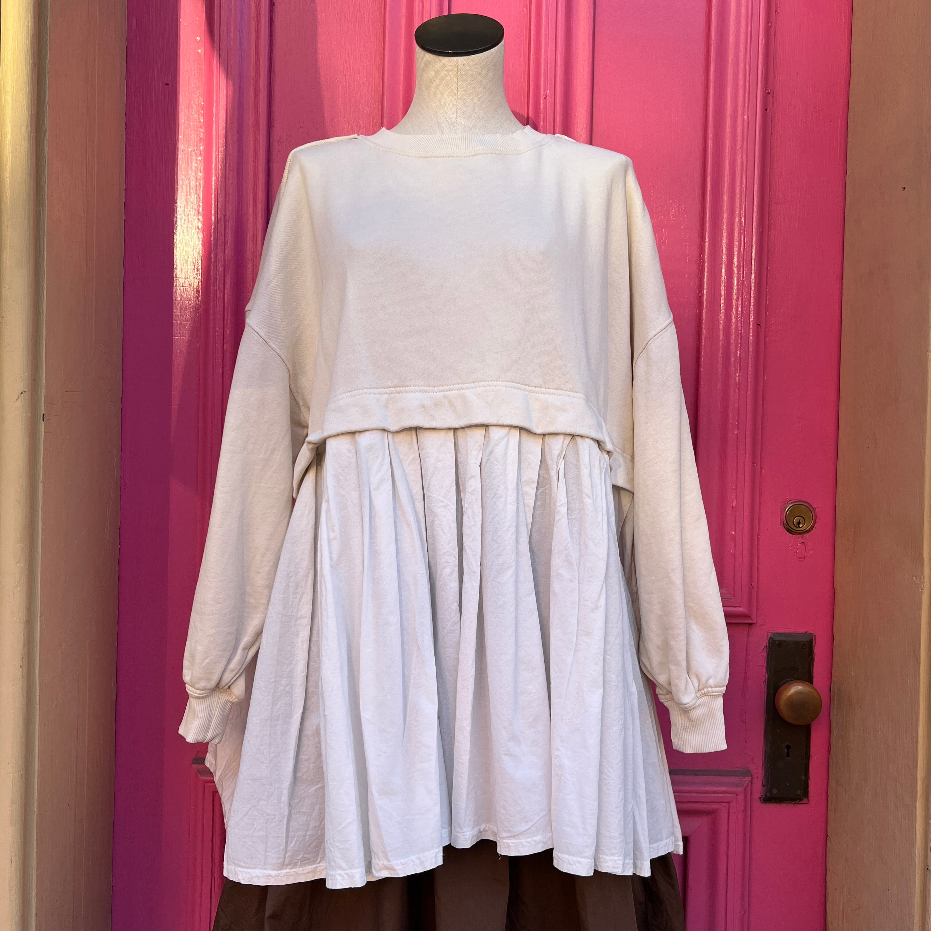 Free People cream faux layered sweatshirt size XS