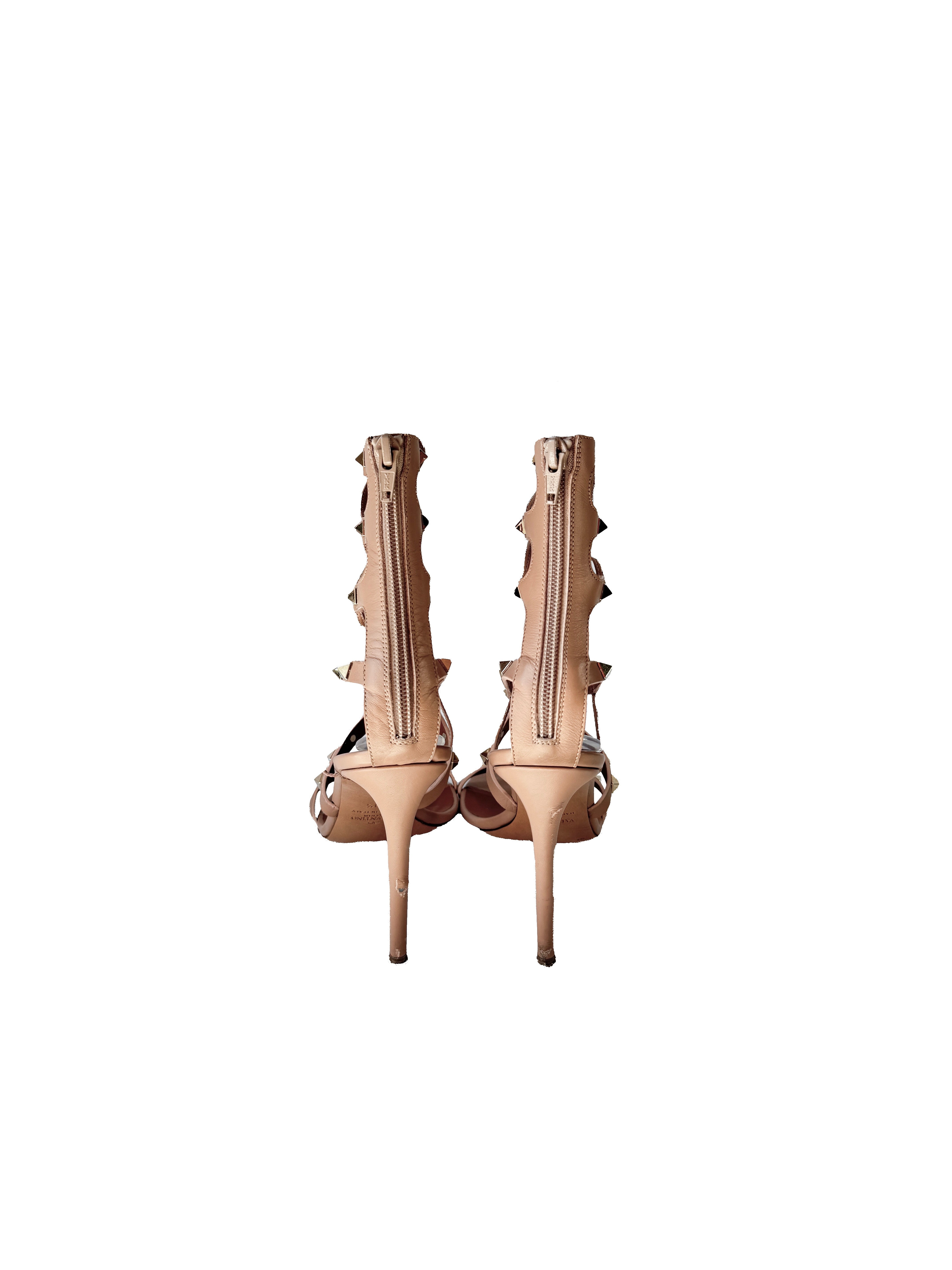 Valentino Garavani rockstud beige strappy heeled sandals size 39.5 *as is*