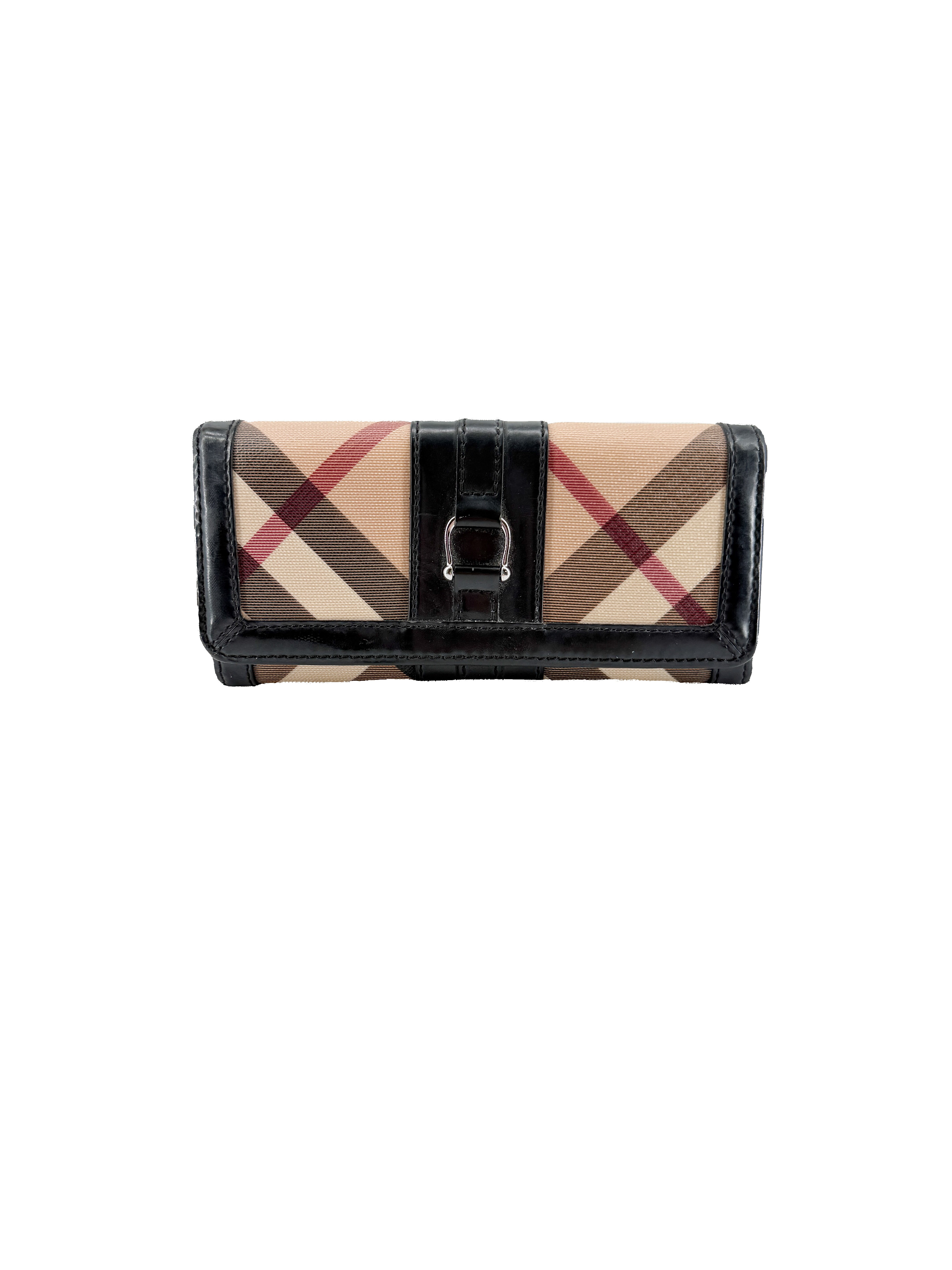 Burberry check black patent leather wallet *as is*