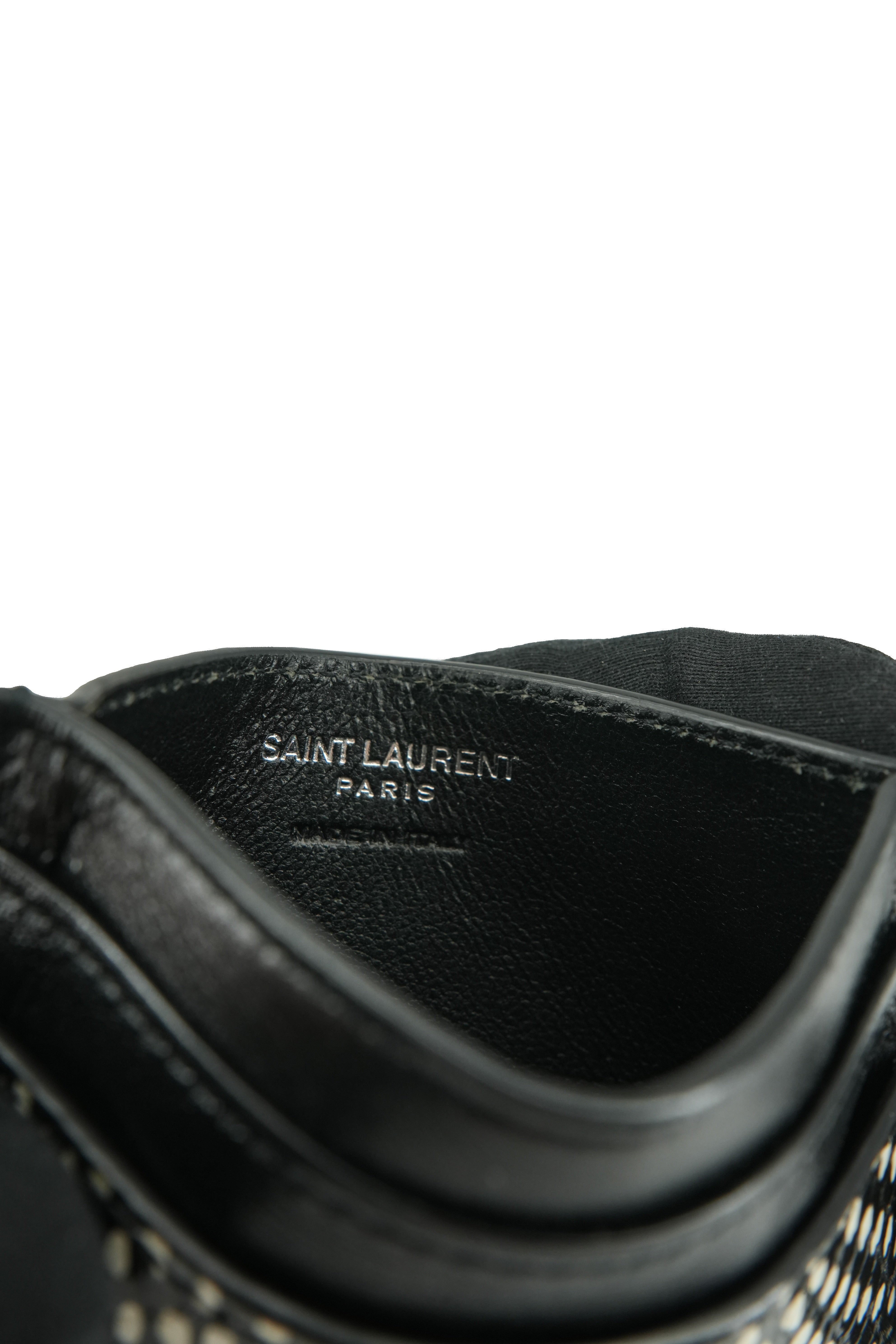 Saint Laurent black white snake embossed Cassandre card holder GUE370778-0123