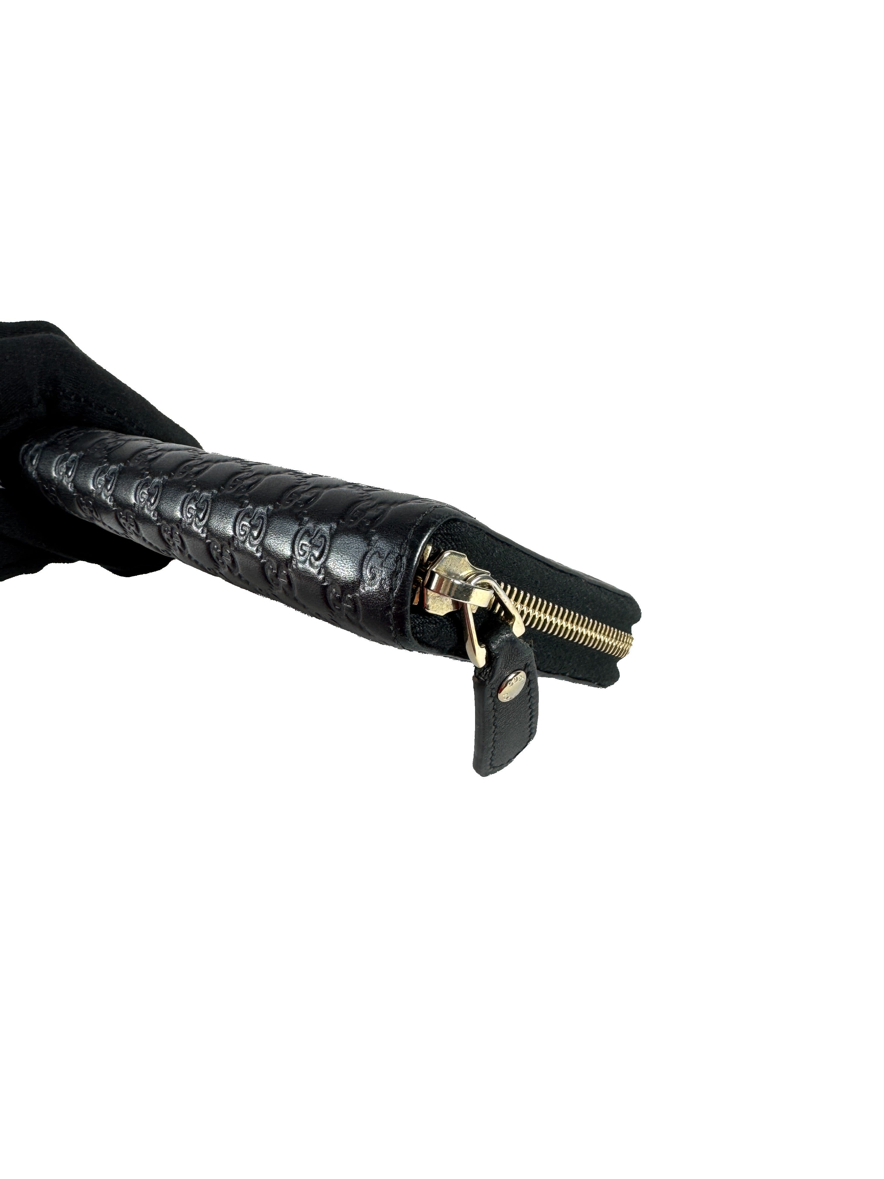 Gucci black leather GG zip around wallet 449391-2149