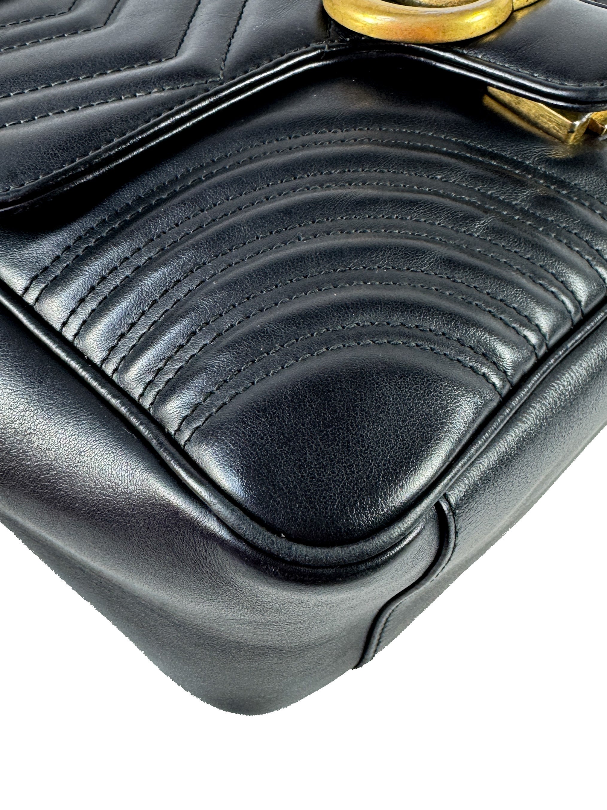 Gucci black leather Marmont top handle bag 498110204991