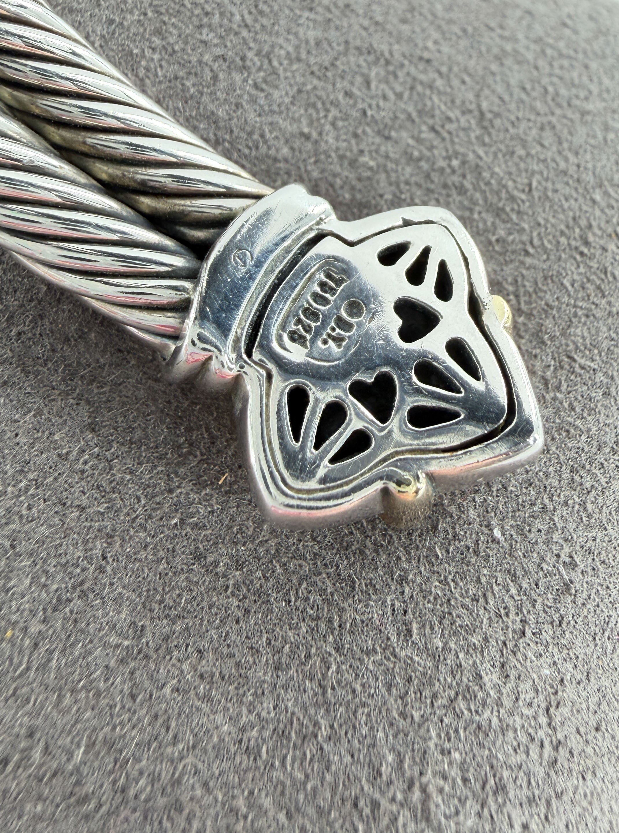 David Yurman sterling silver 14k gold, pearl, pink ruby Quatrefoil bracelet