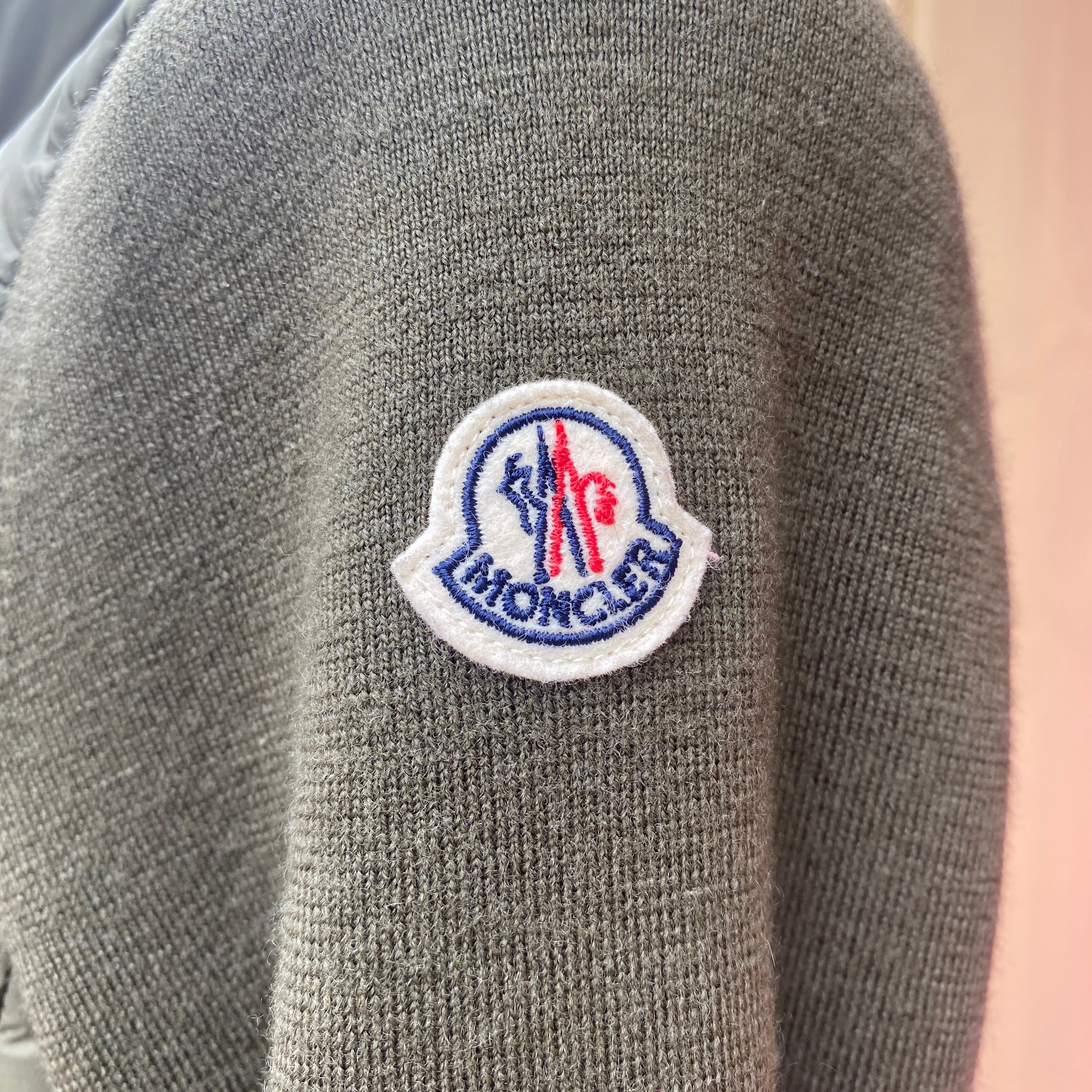 Moncler olive maglia tricot cardigan jacket size S