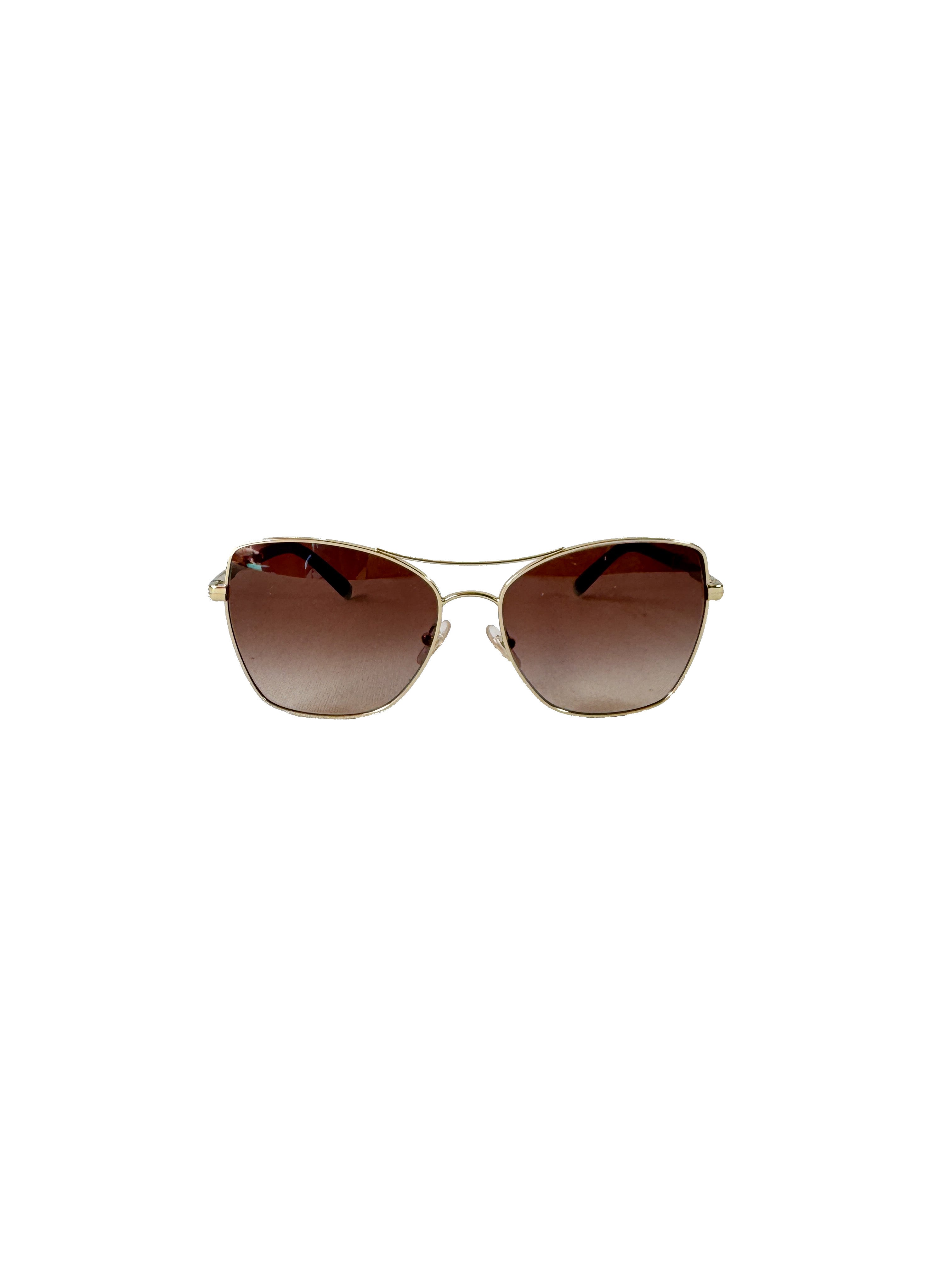 Tiffany & Co tortoise/gold metal frame sunglasses TF3084