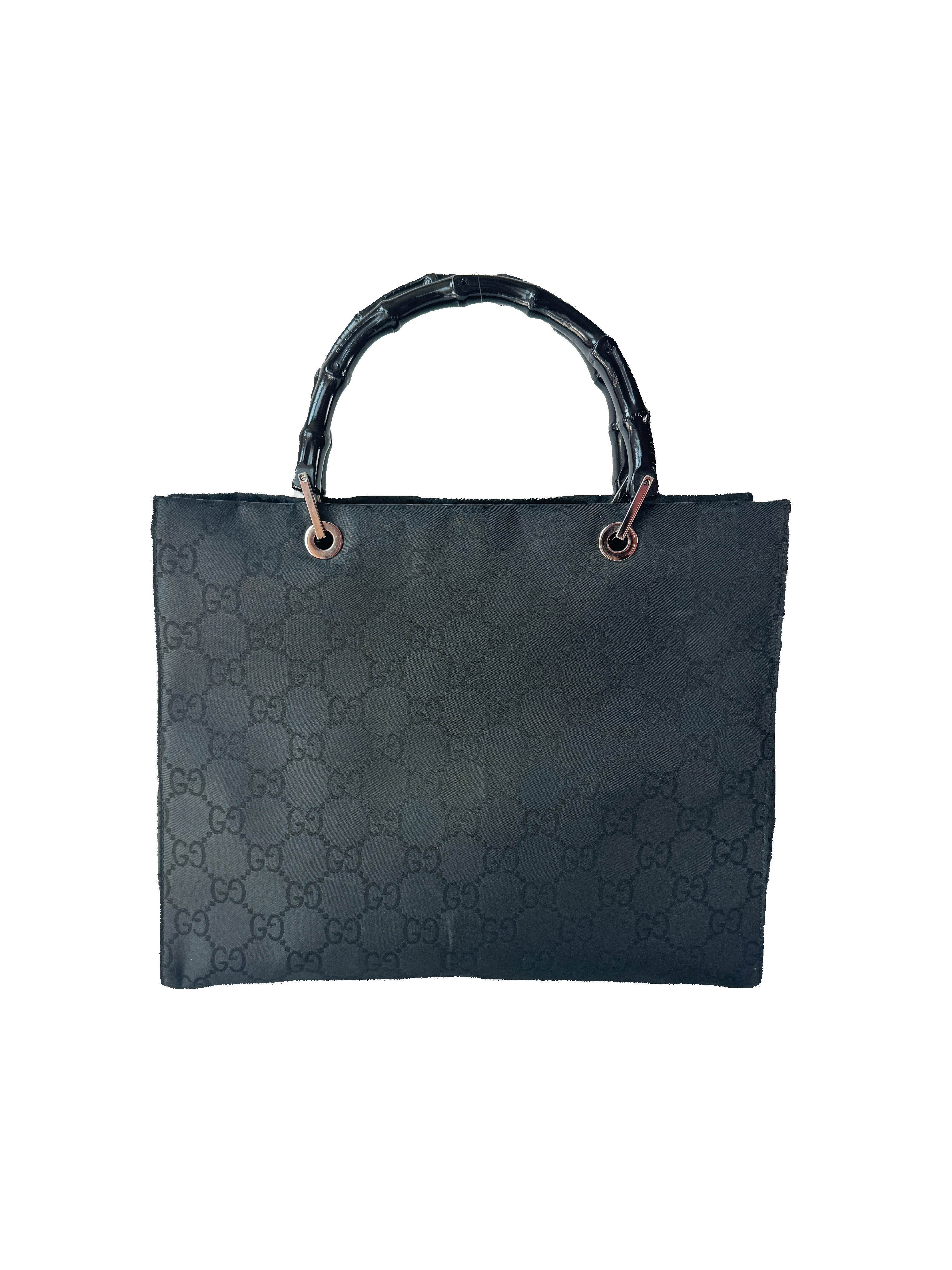 Gucci black GG bamboo handle tote 002.1010002122