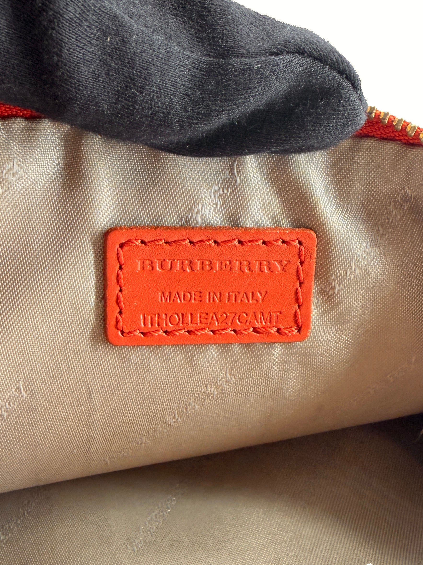 Burberry orange leather wristlet