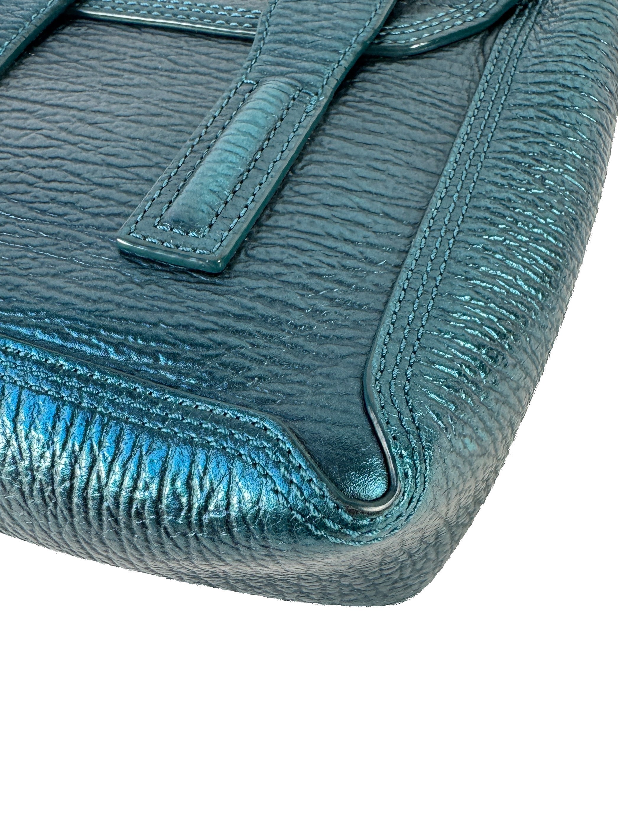 3.1 Phillip Lim teal metallic nano Pashli satchel