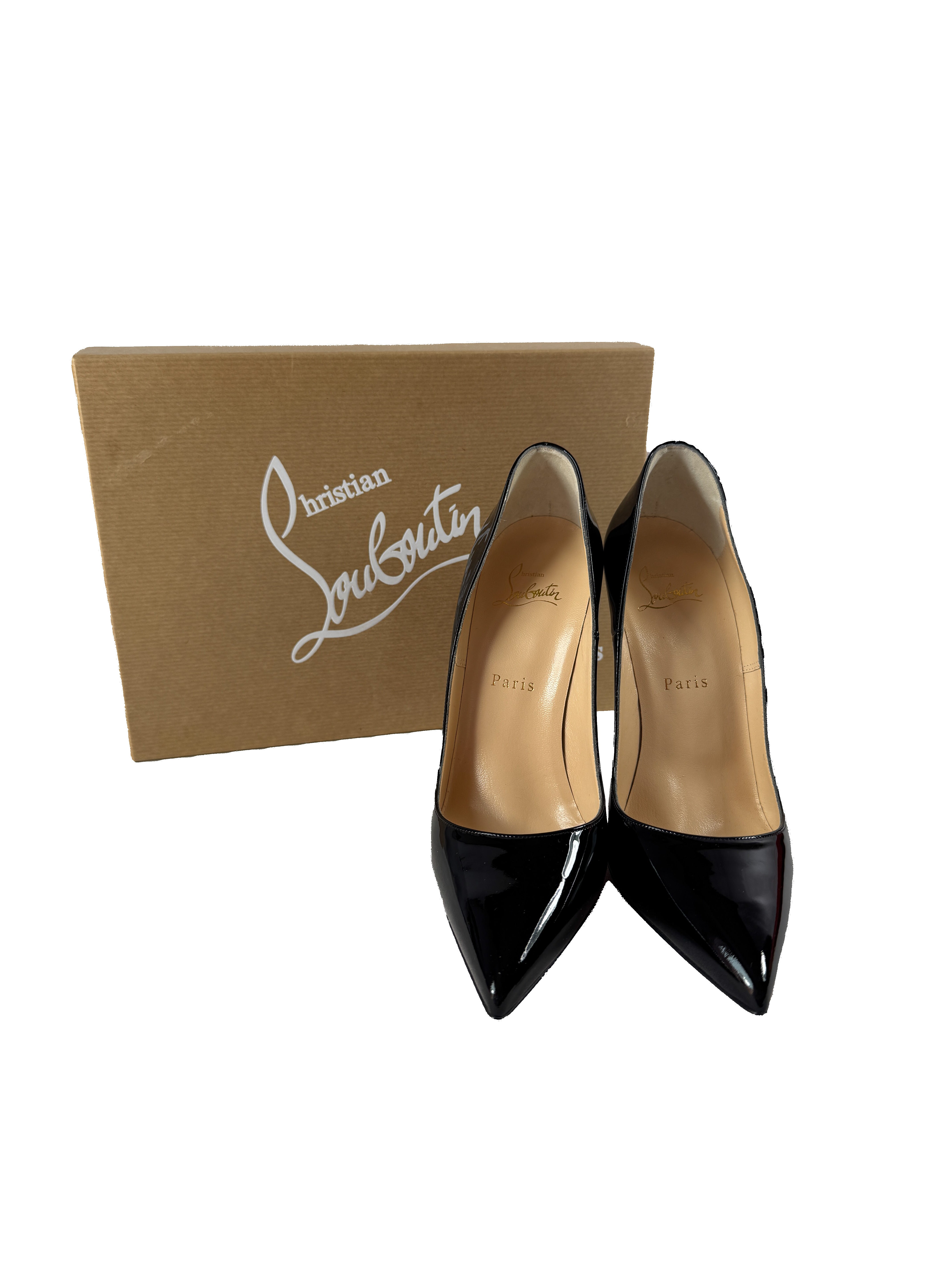 Christian Louboutin black patent leather So Kate 120 pumps size 38.5 BOX