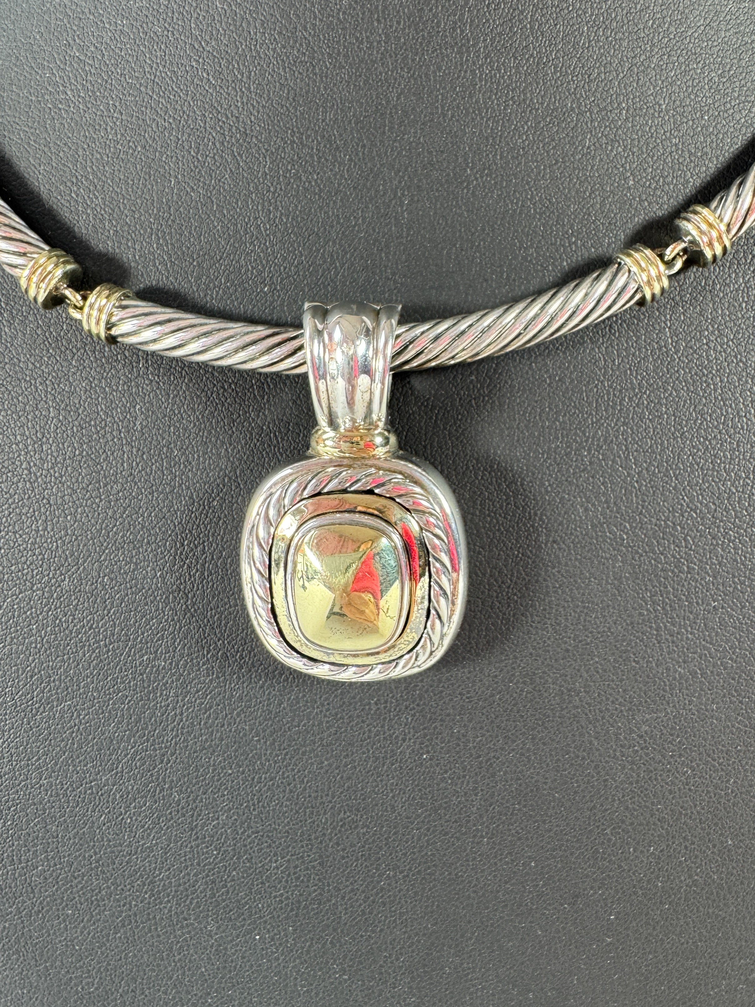 David Yurman sterling silver, 14K gold Albion pendant cable necklace