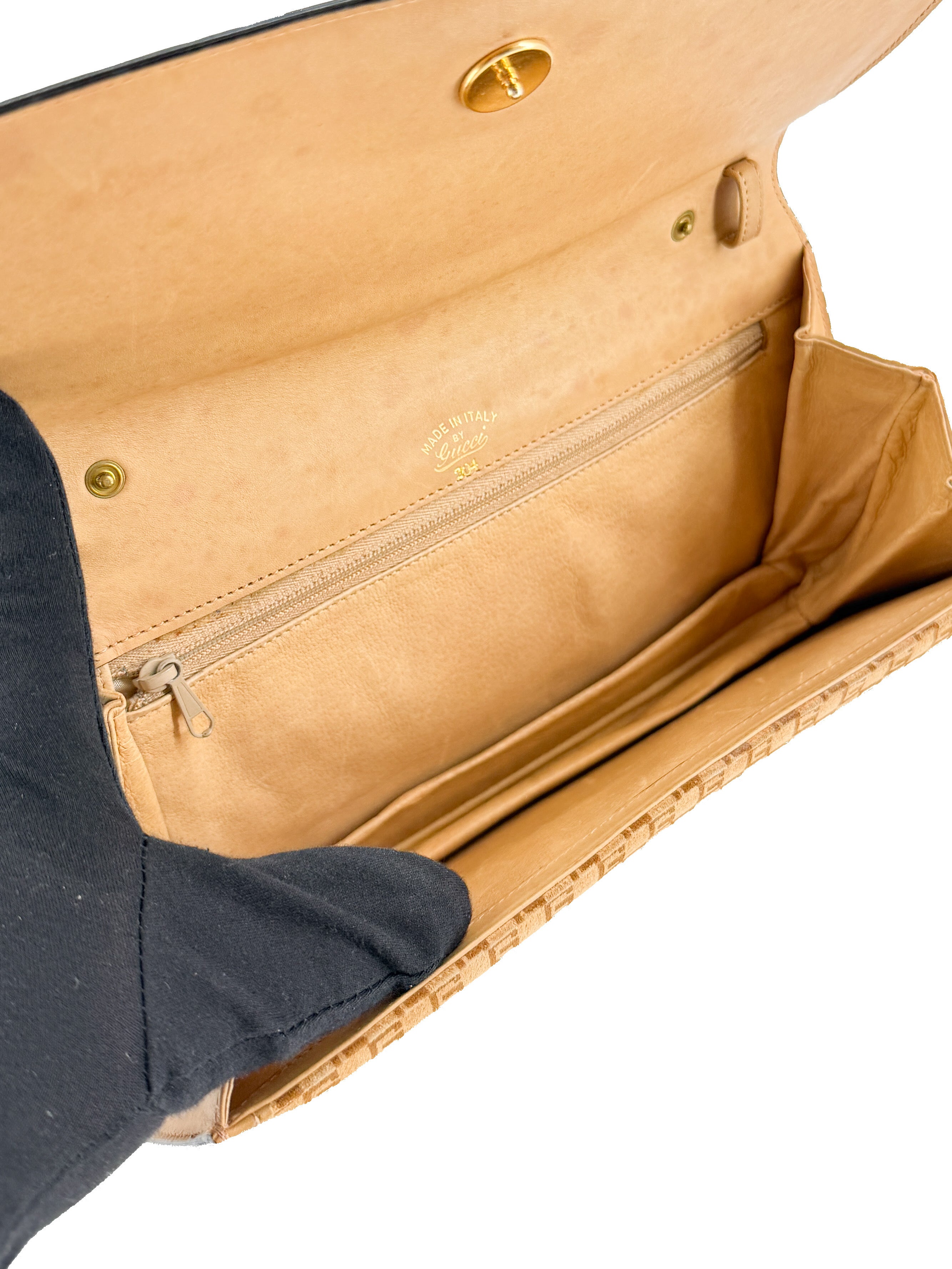 Gucci brown suede vintage GG shoulder bag 204