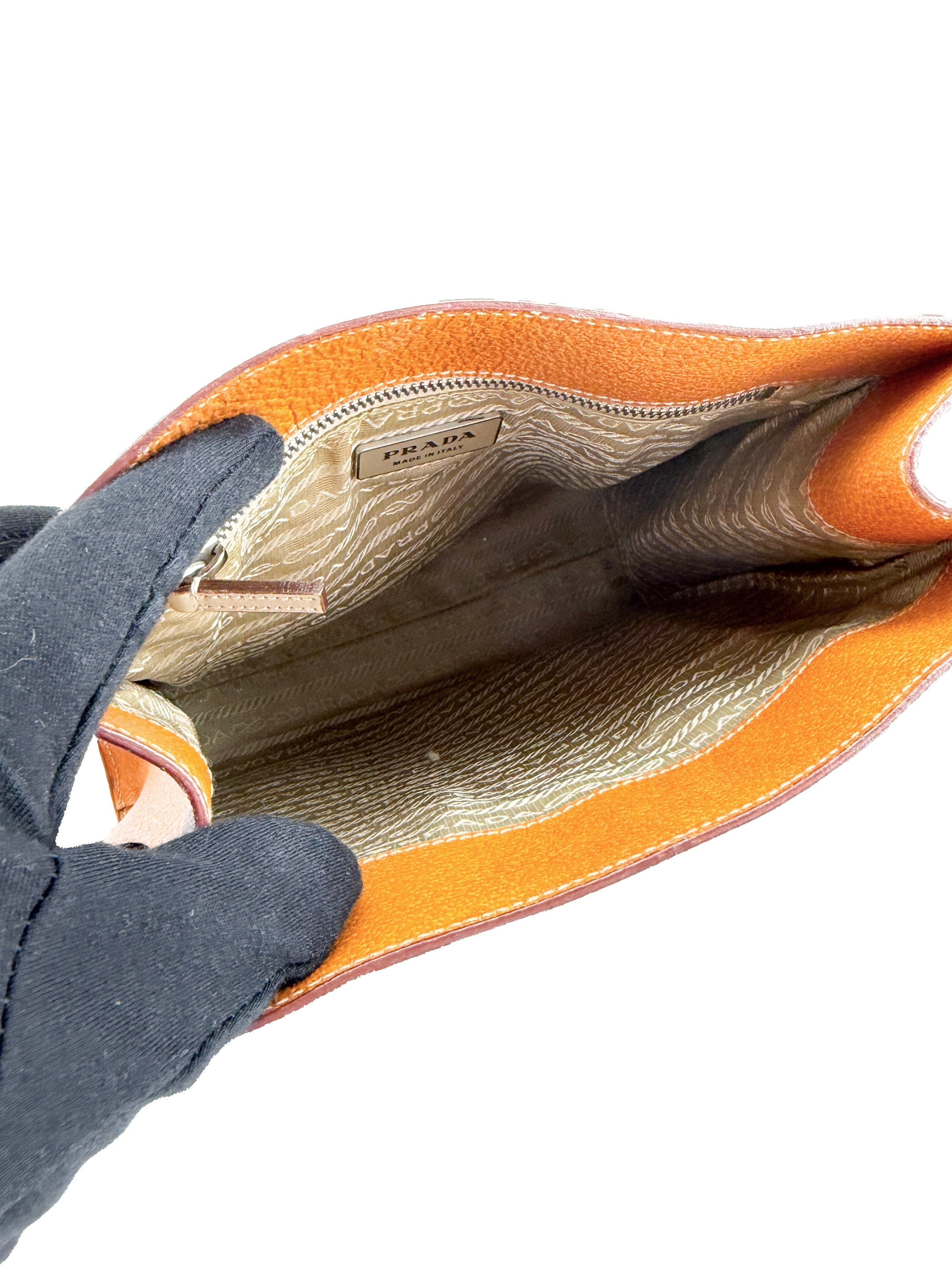 Prada orange leather mini tote