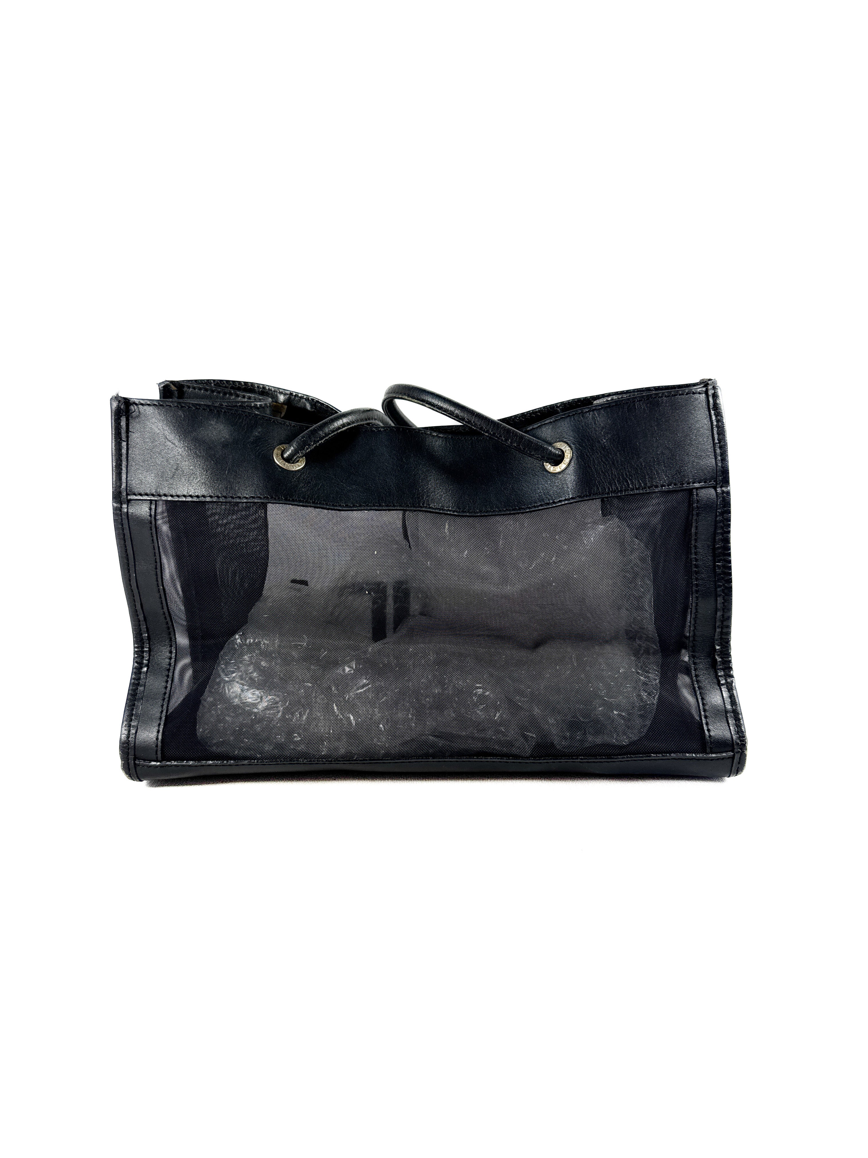 Fendi black vintage leather/mesh tote 228 259645 059
