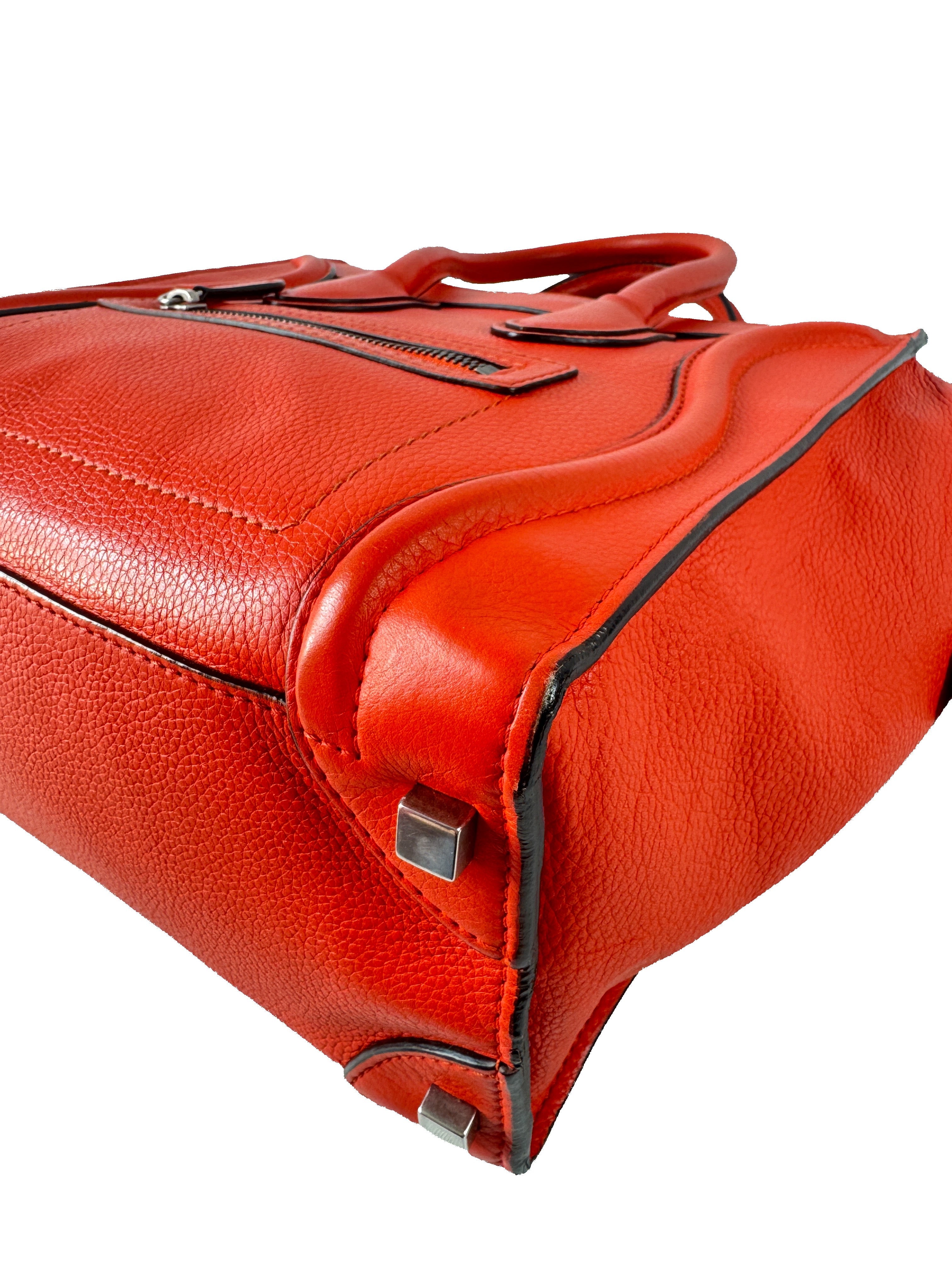 Celine red/orange micro luggage tote F-CE-0153