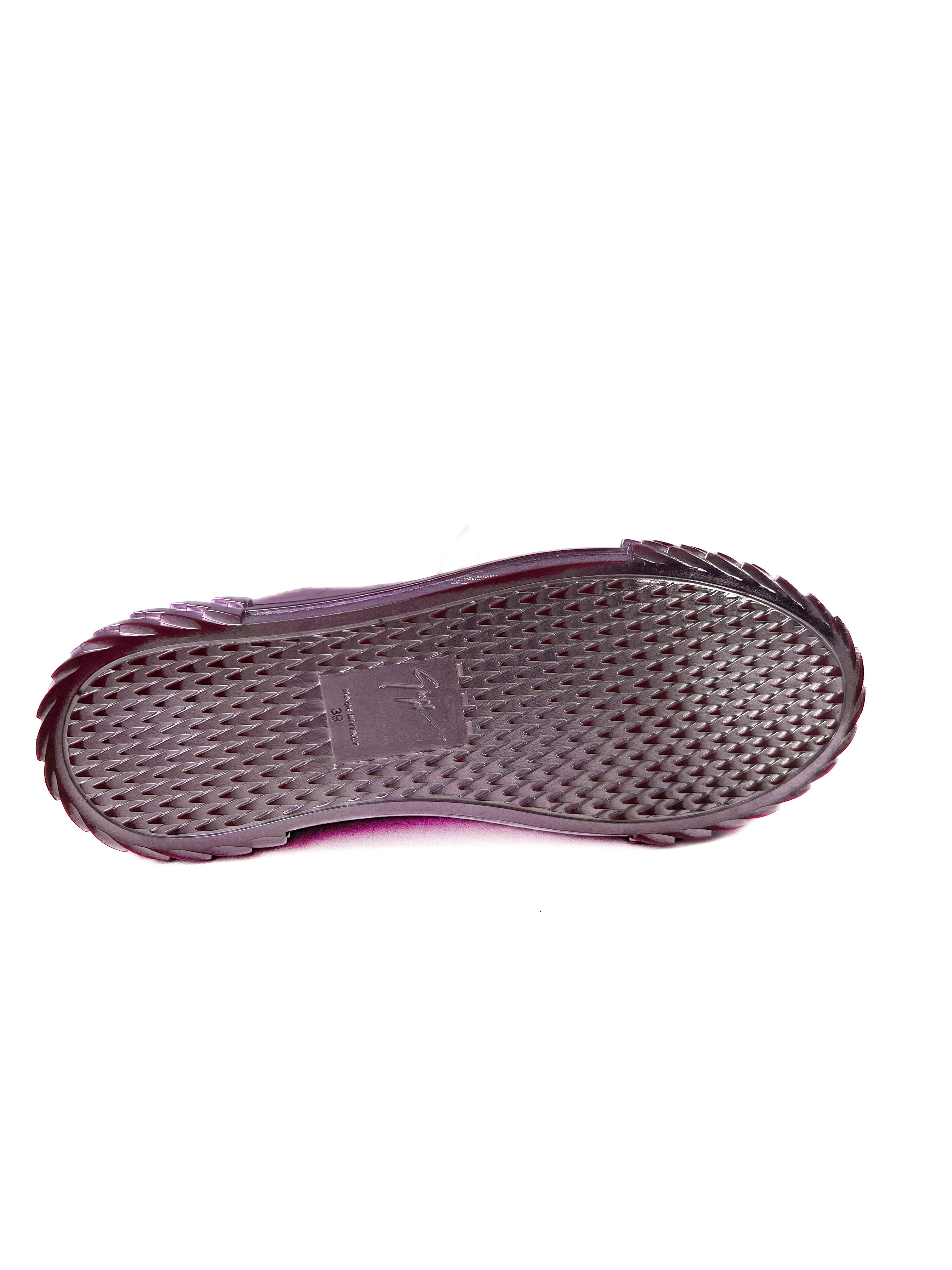 Giuseppe Zanotti purple metallic embossed sneakers size 39