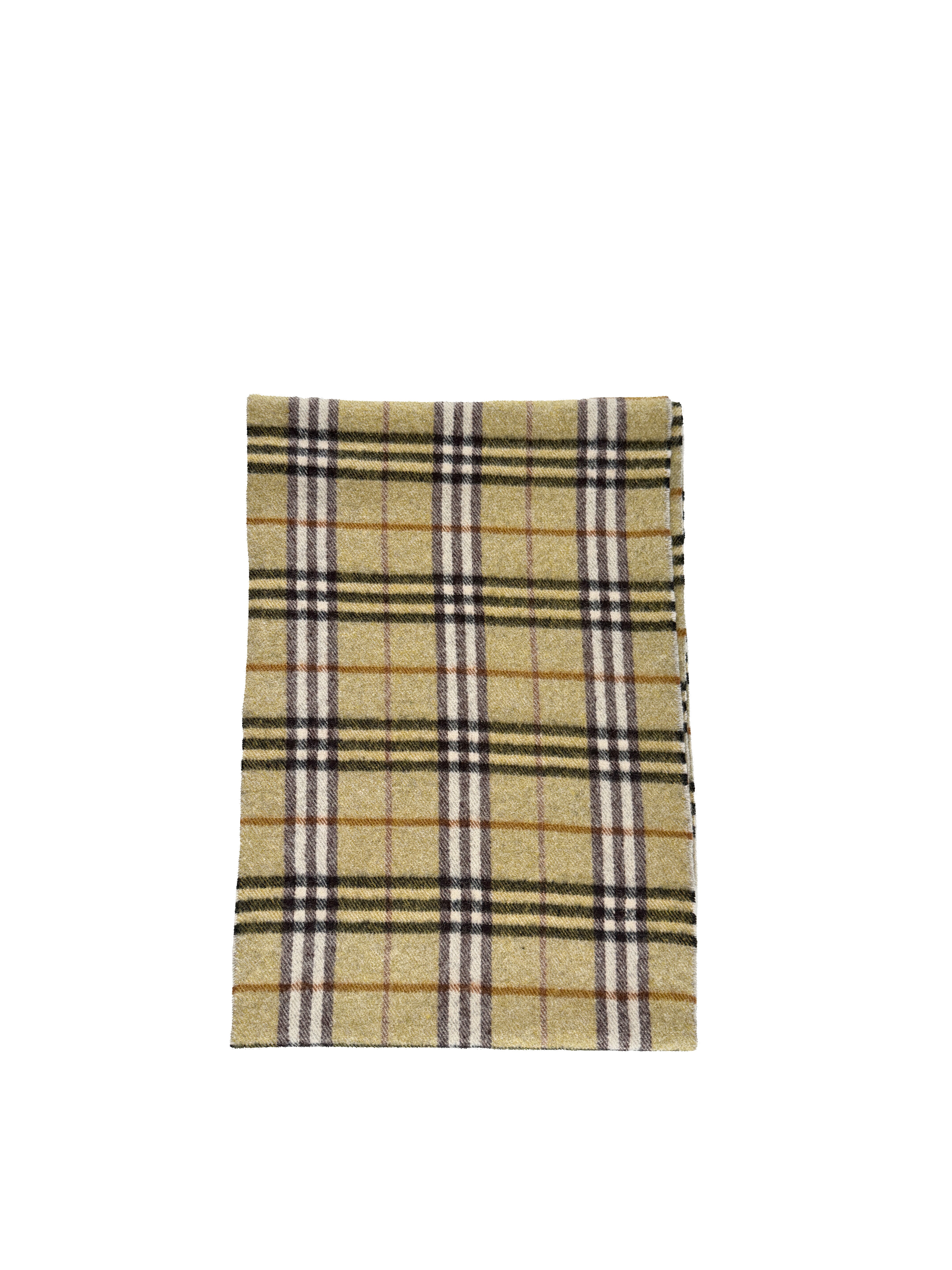 Burberry chartreuse, purple, brown, black cashmere vintage scarf