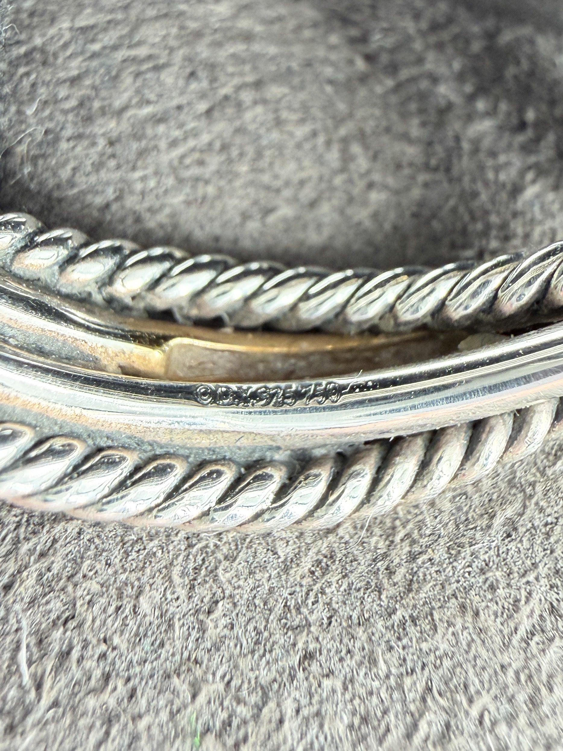 David Yurman sterling silver, yellow gold crossover ring 6.8MM