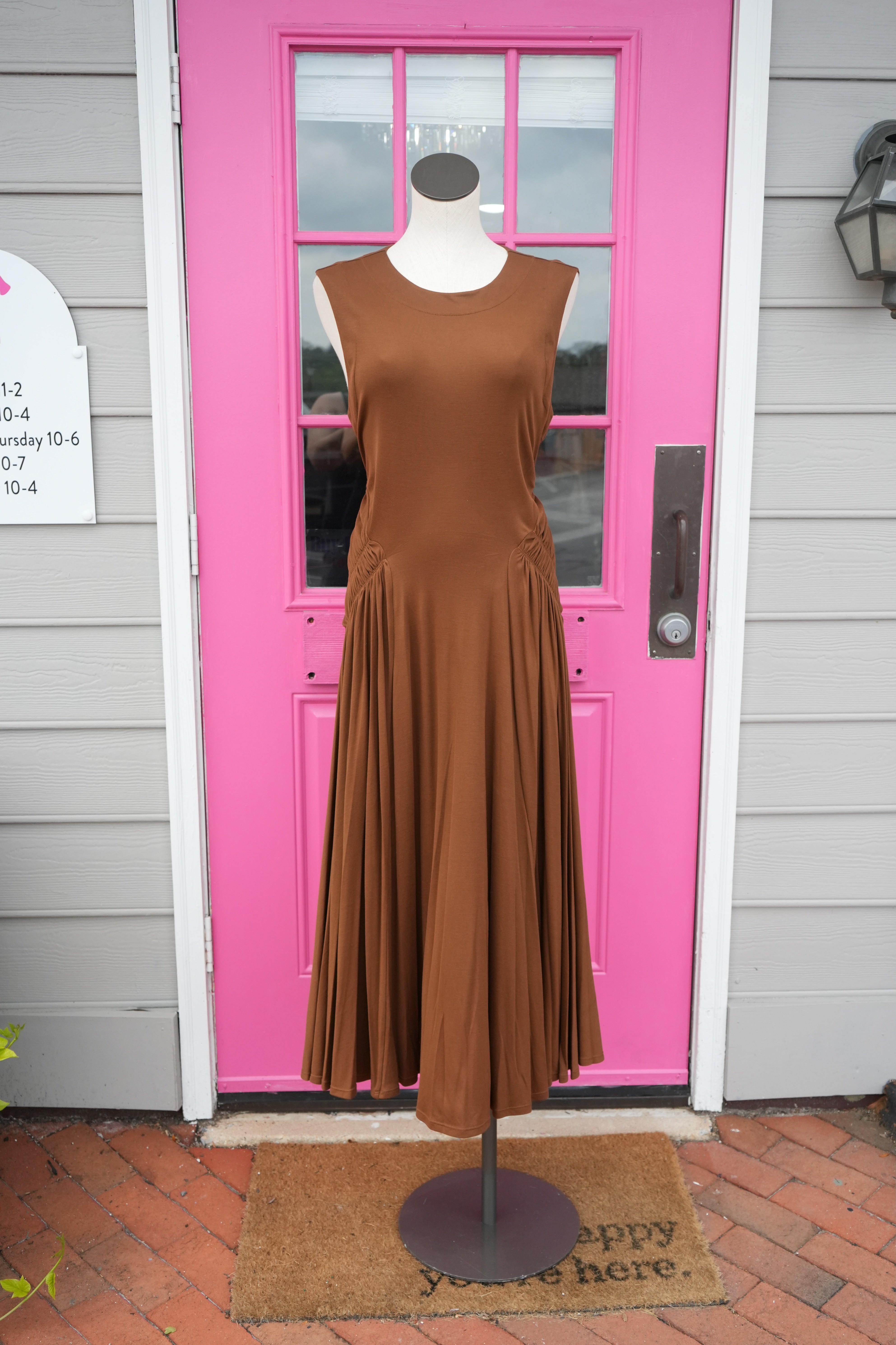 Rebecca Taylor brown ruche waist dress size 16 NWT *as is*