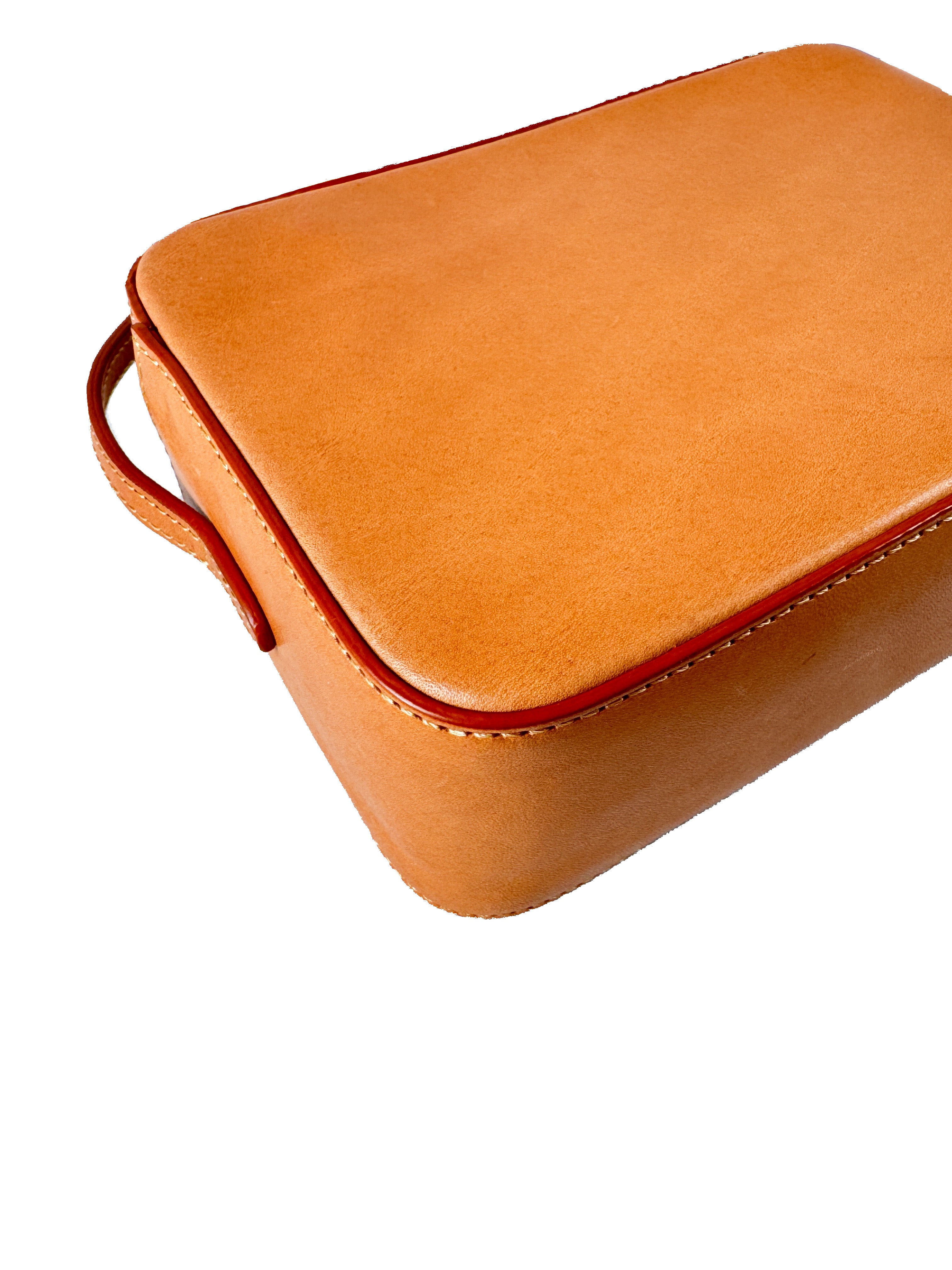 Mansur Gavriel brown leather double zip crossbody