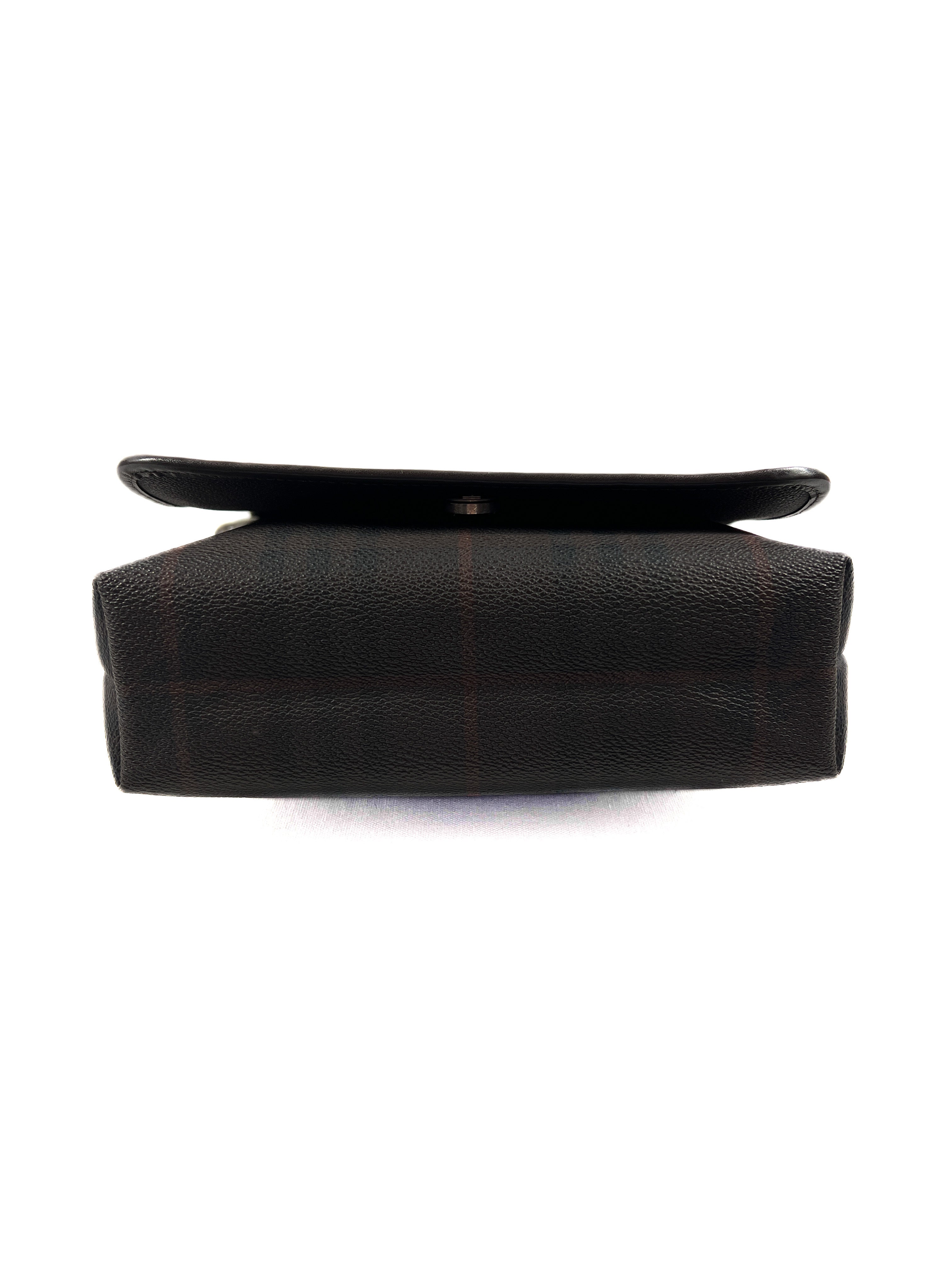 Burberry brown plaid coated canvas messenger bag