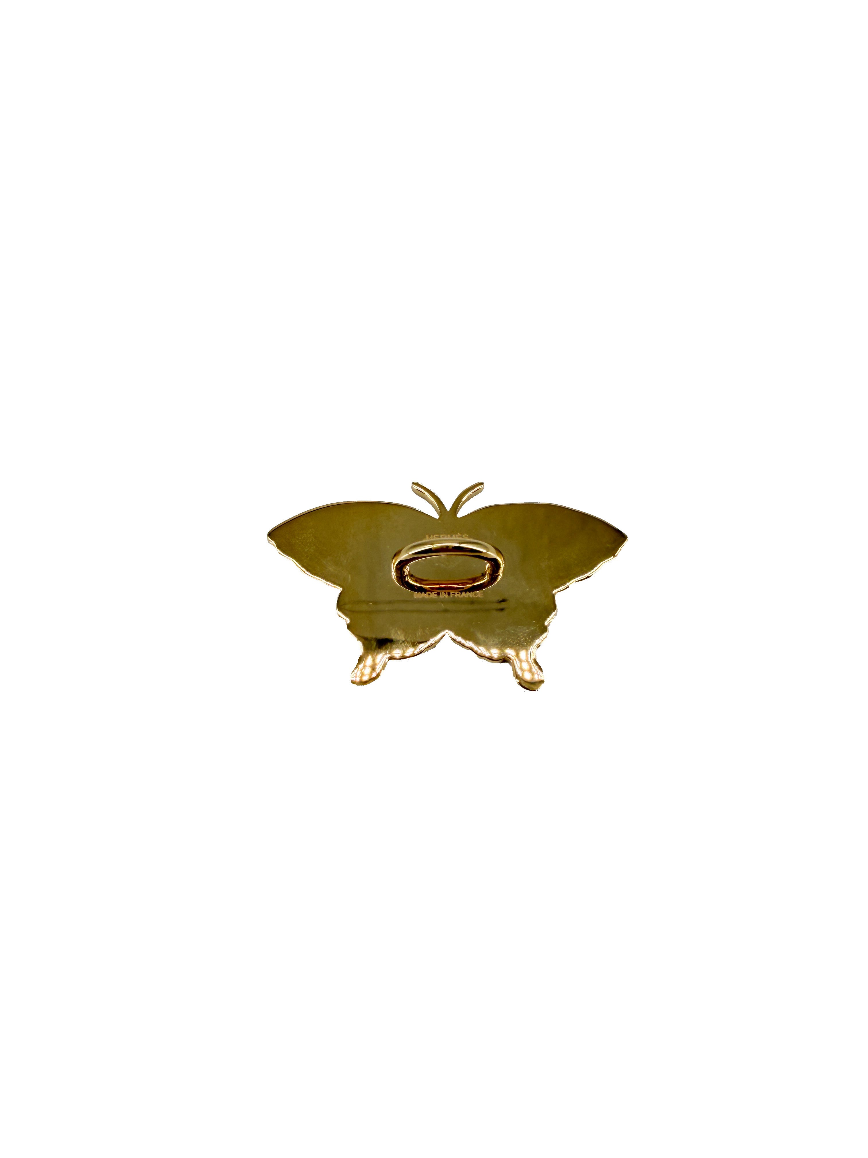 Hermès permabrass Papillon twilly scarf ring