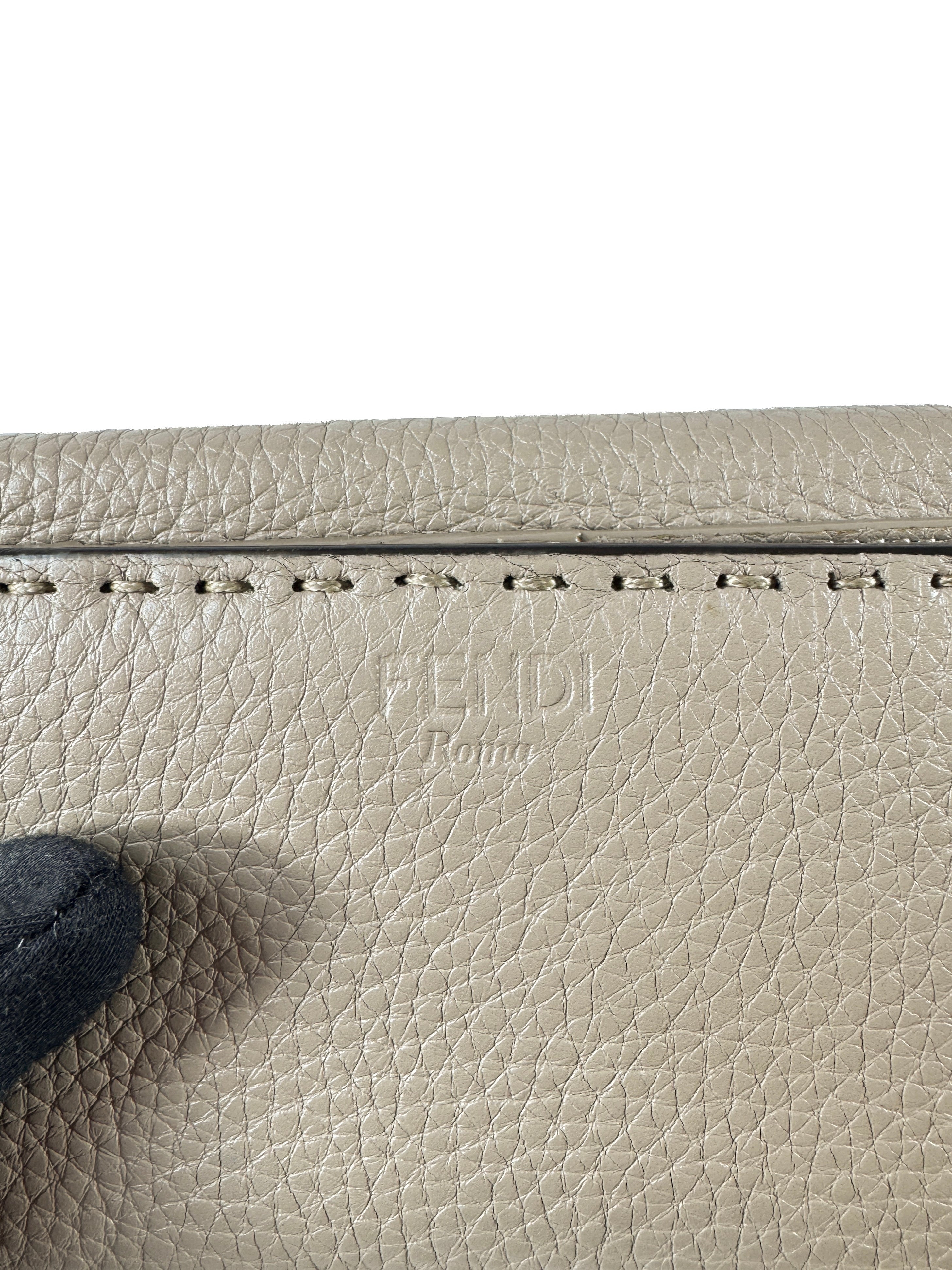 Fendi gray taupe leather Selleria wallet 7032