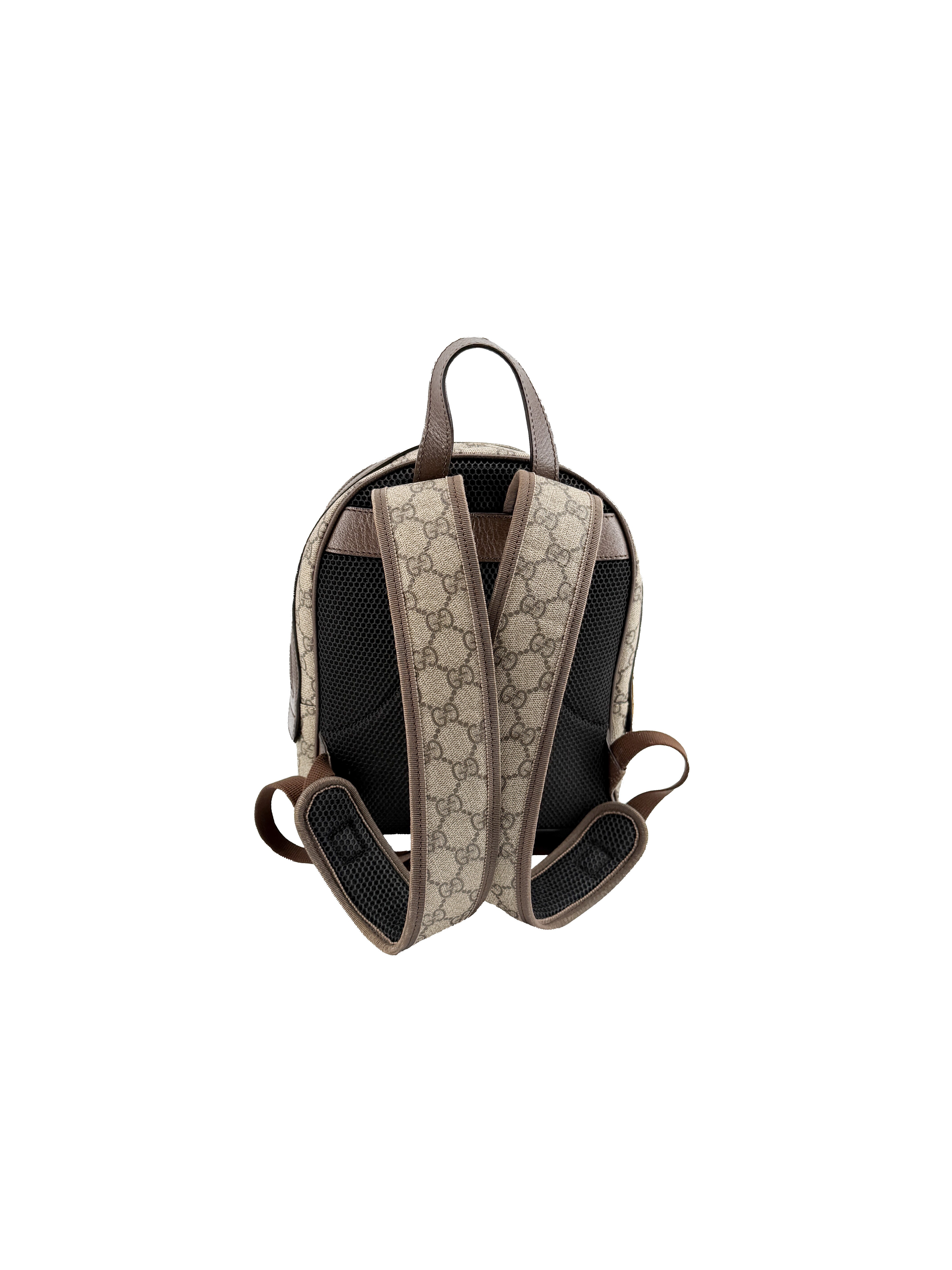 Gucci GG Supreme Monogram Calfskin Web Small Ophidia Day Backpack 547965 520981 - My Girlfriend's Wardrobe LLC