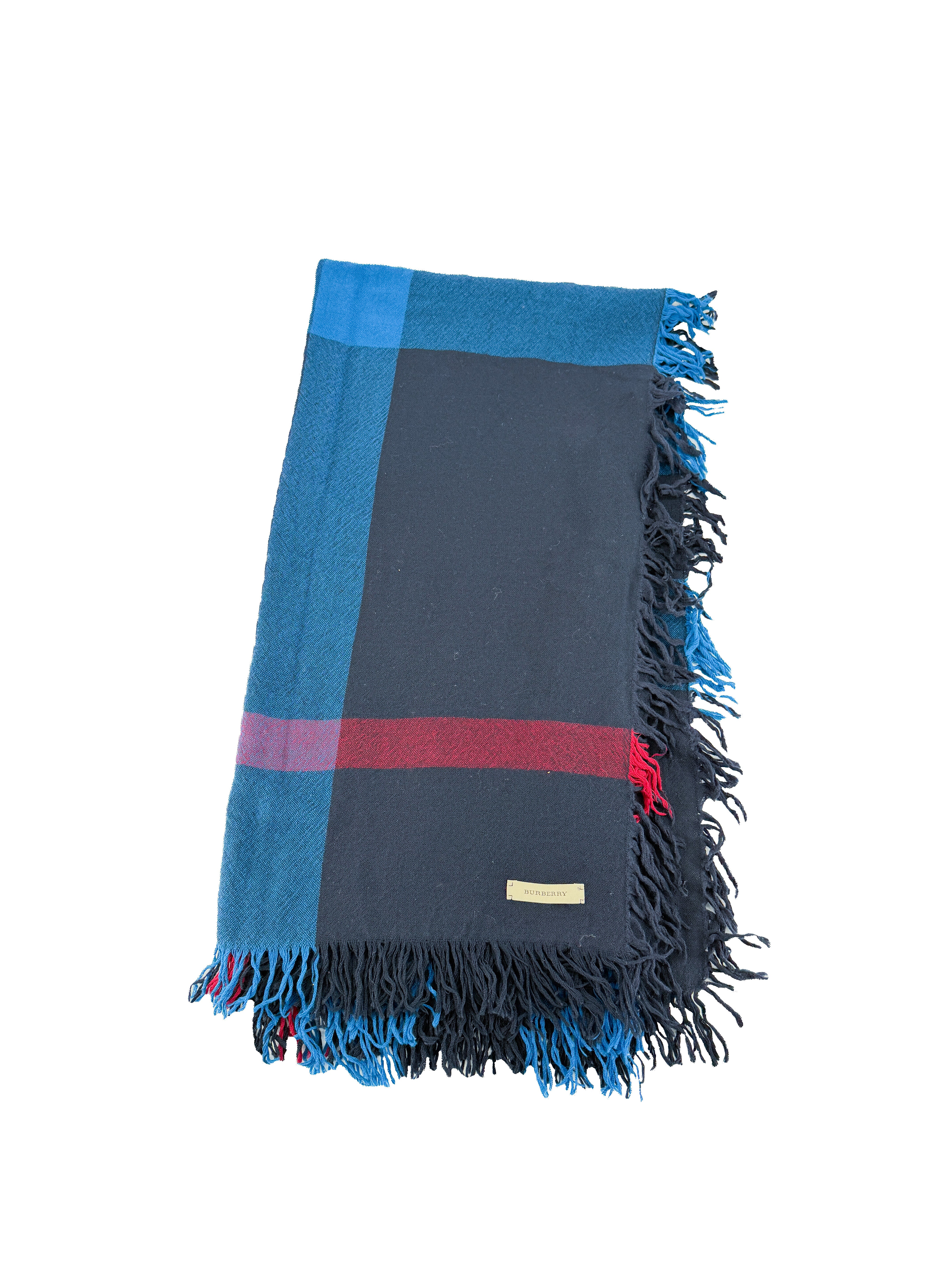 Burberry navy, blue, red lightweight check scarf