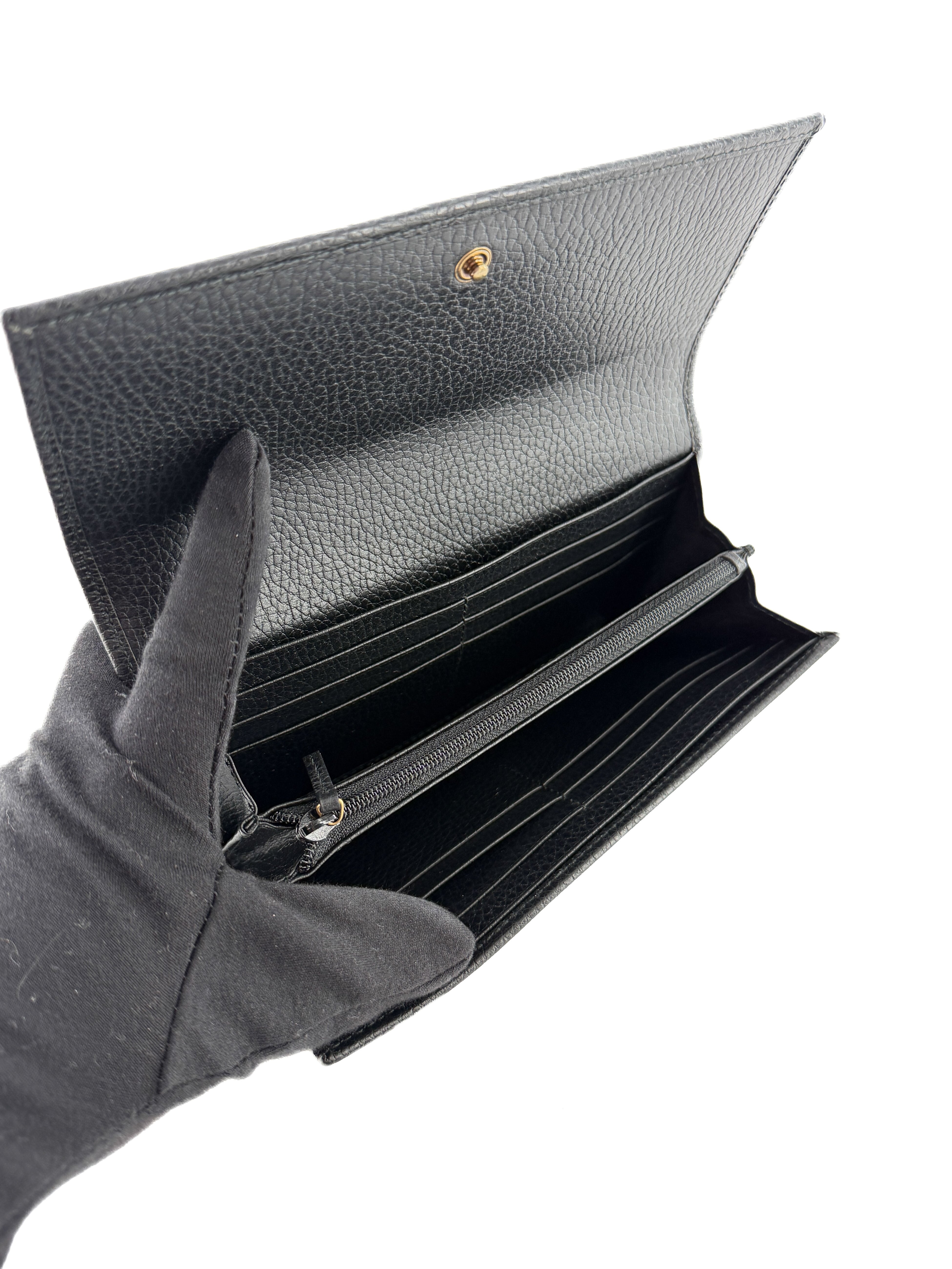 Gucci black leather Butterfly wallet 499359 1147